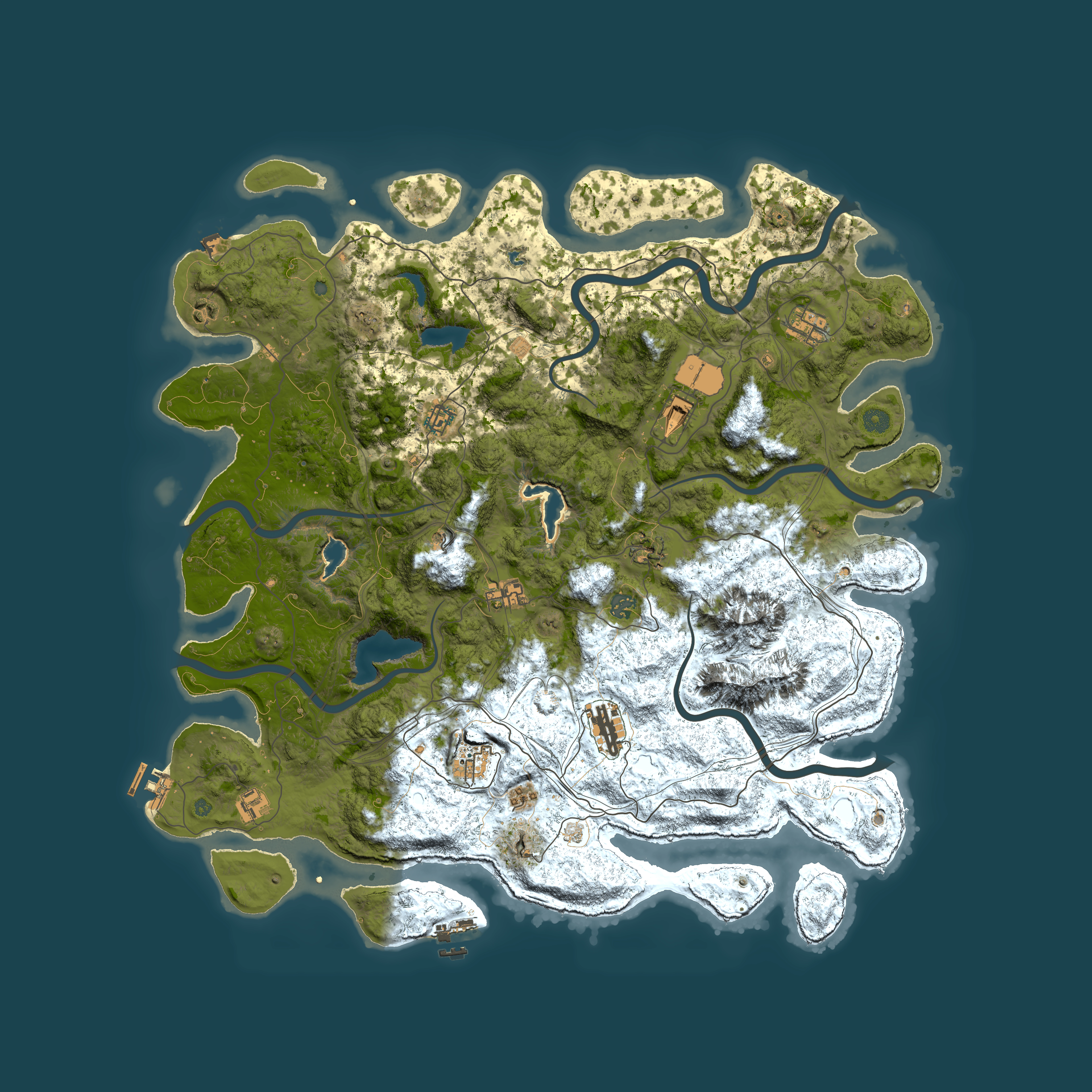 Full top-down render of Rust map seed 135482308, 5000x5000m