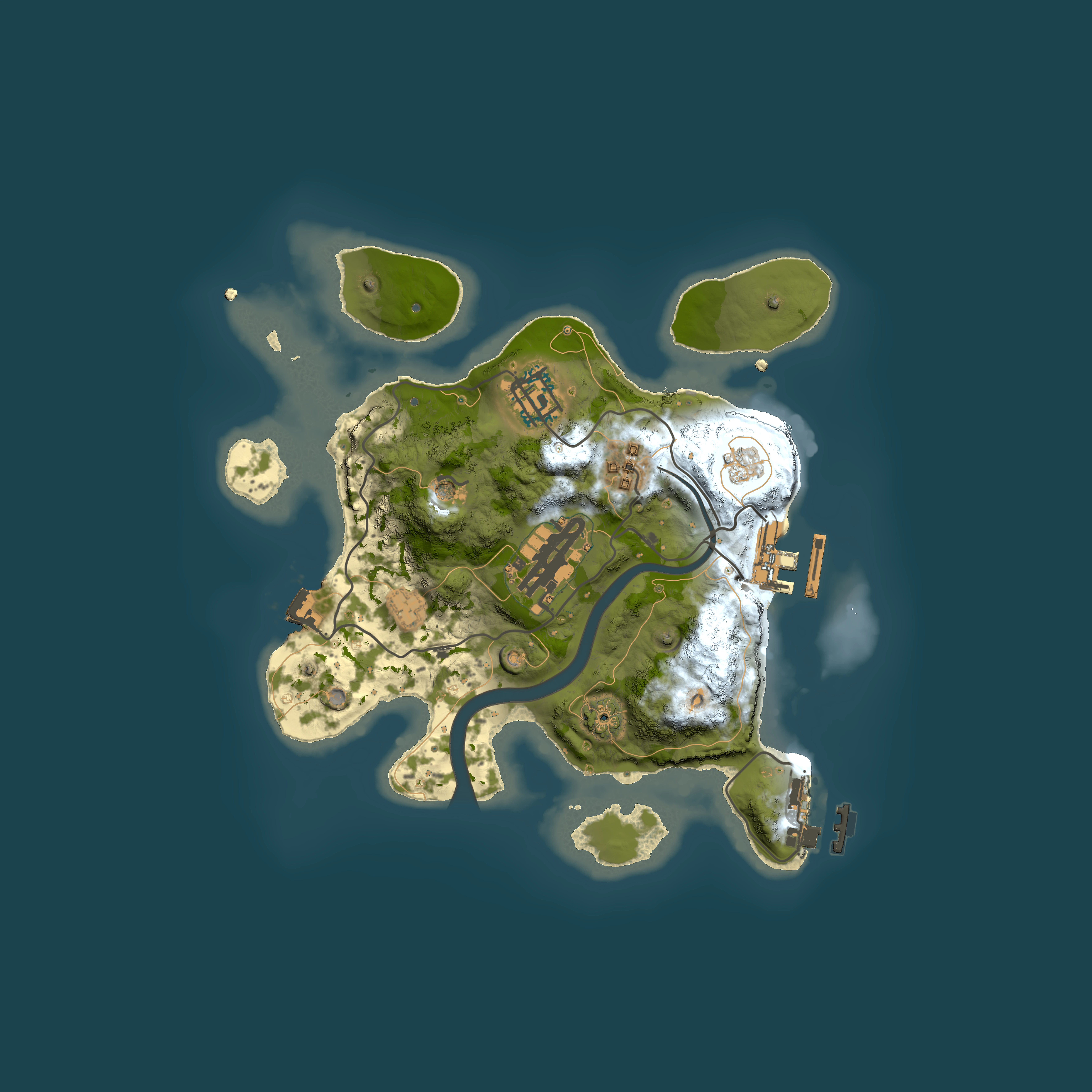 Full top-down render of Rust map seed 1045868692, 2500x2500m