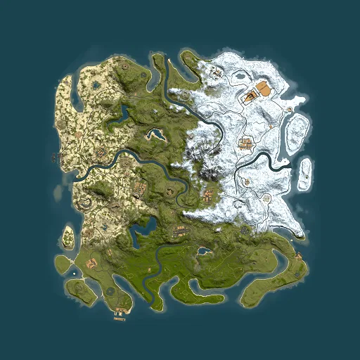 Rust map seed 989999102, 5000x5000m top-down preview