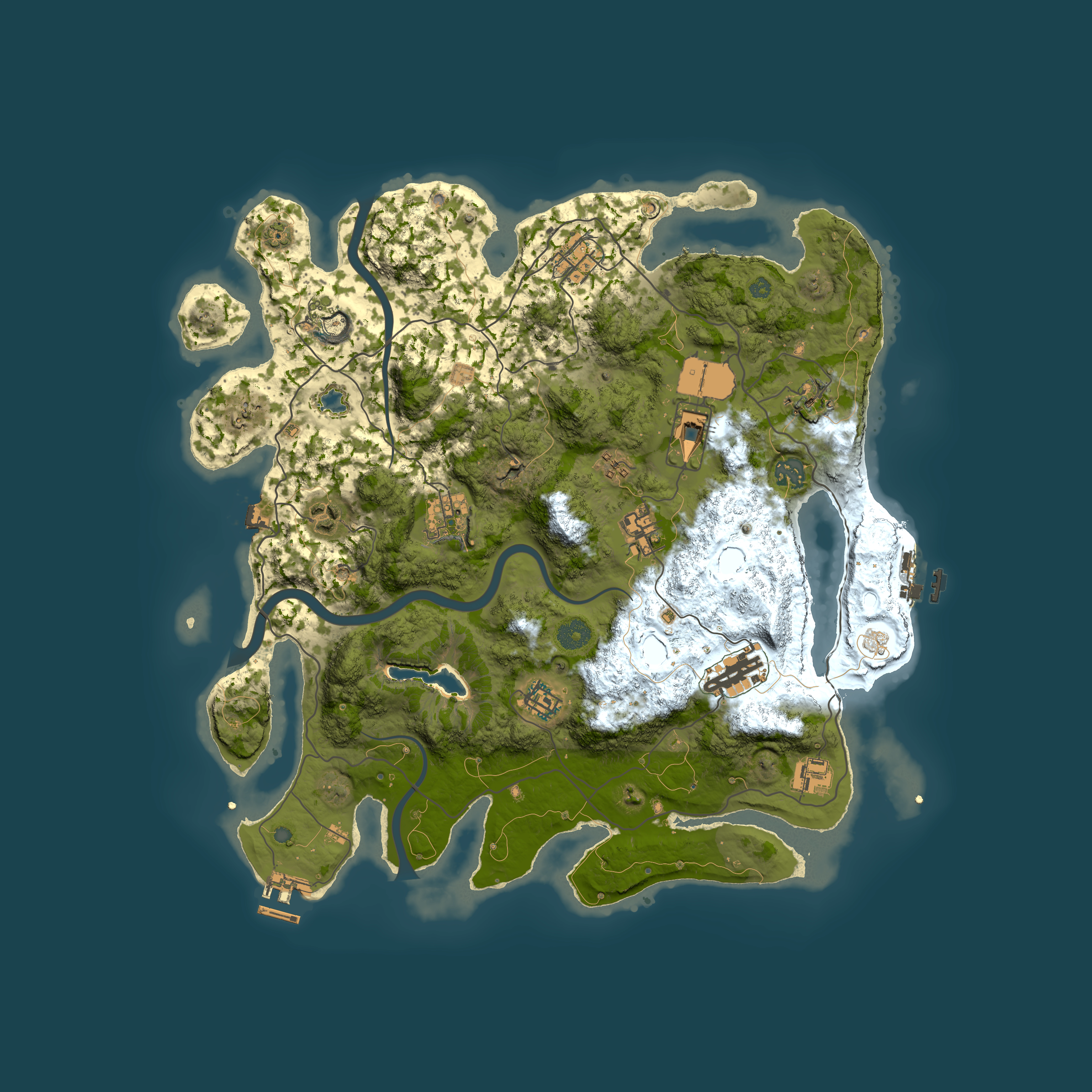 Full top-down render of Rust map seed 1697319169, 4000x4000m