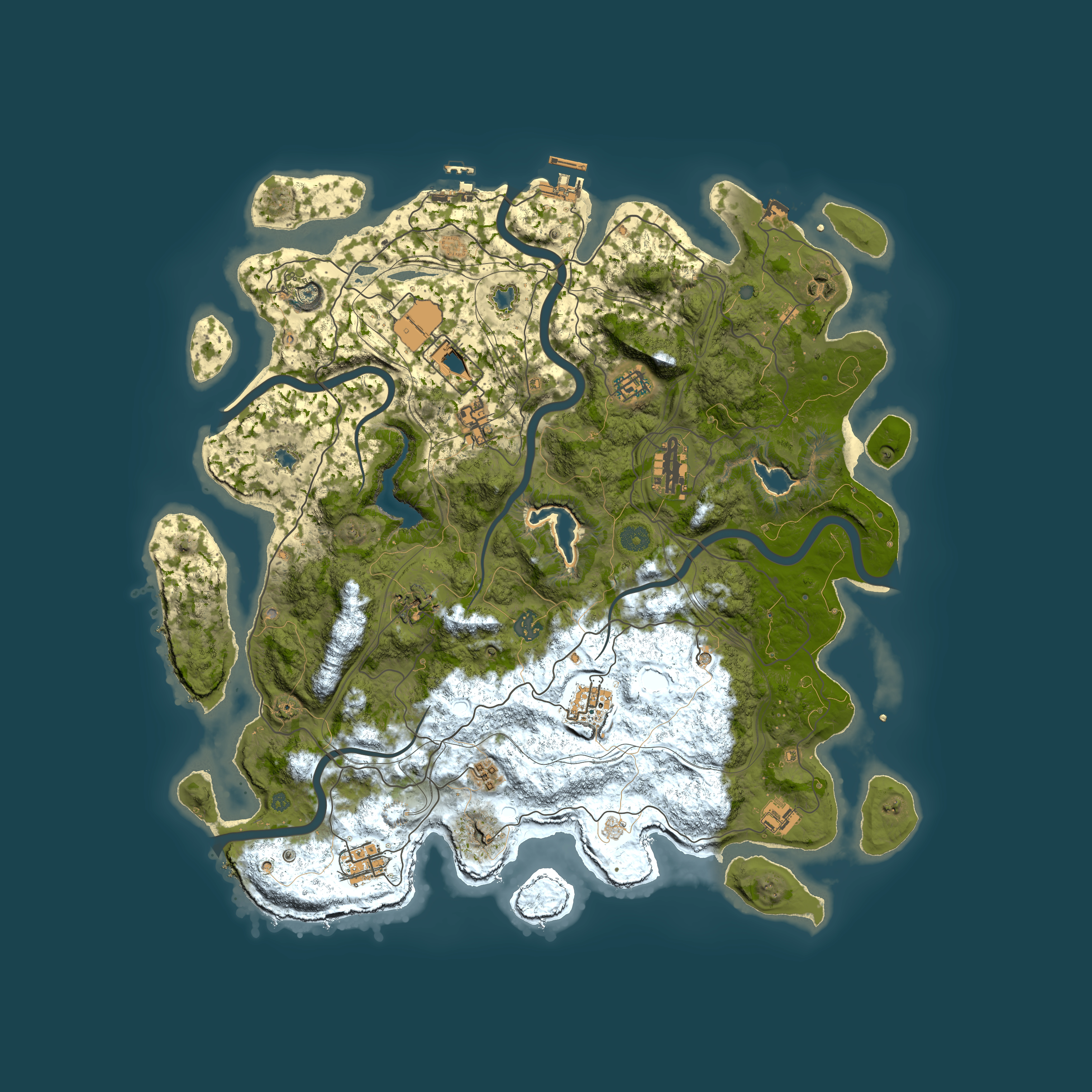 Full top-down render of Rust map seed 431424311, 4500x4500m