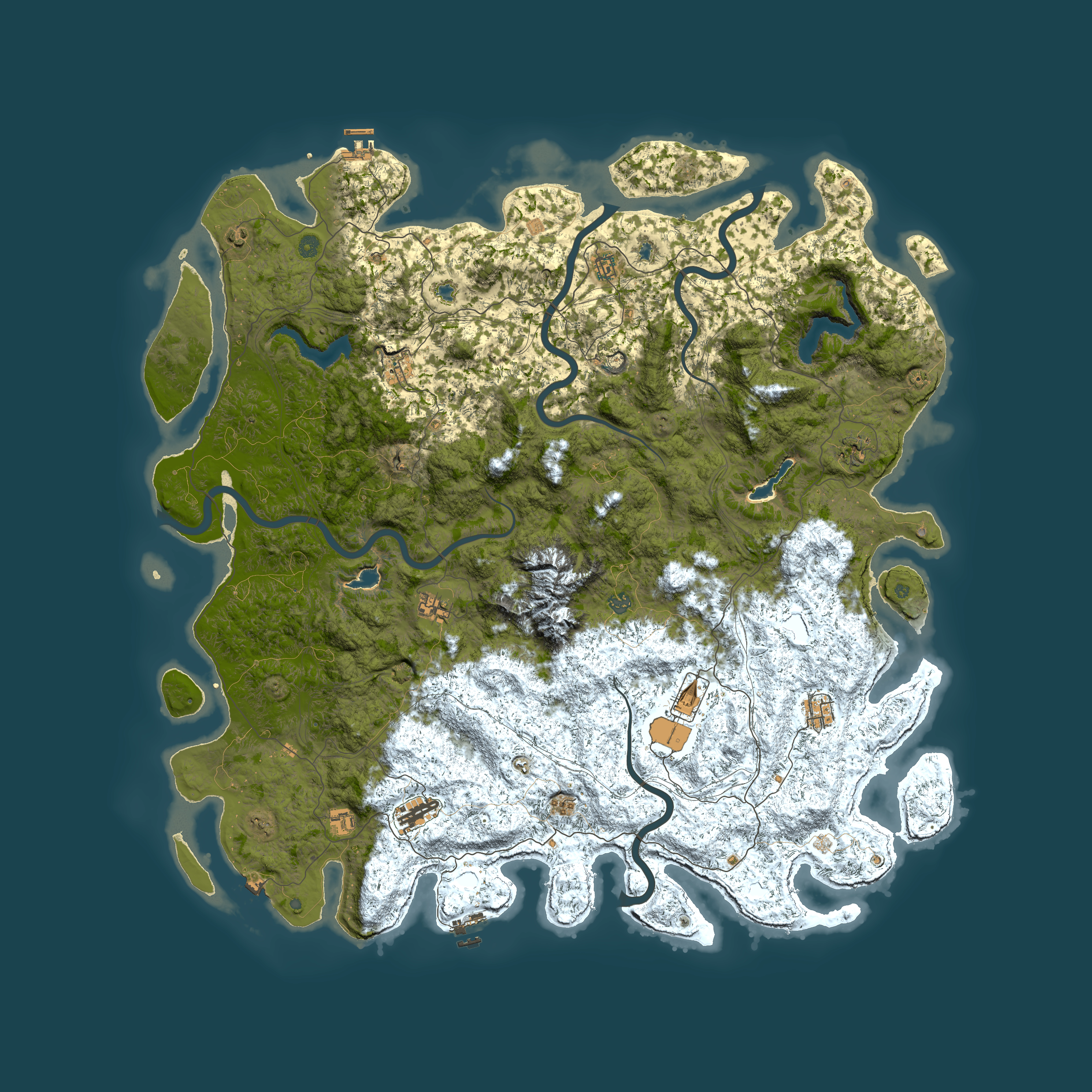 Full top-down render of Rust map seed 1151891646, 6000x6000m