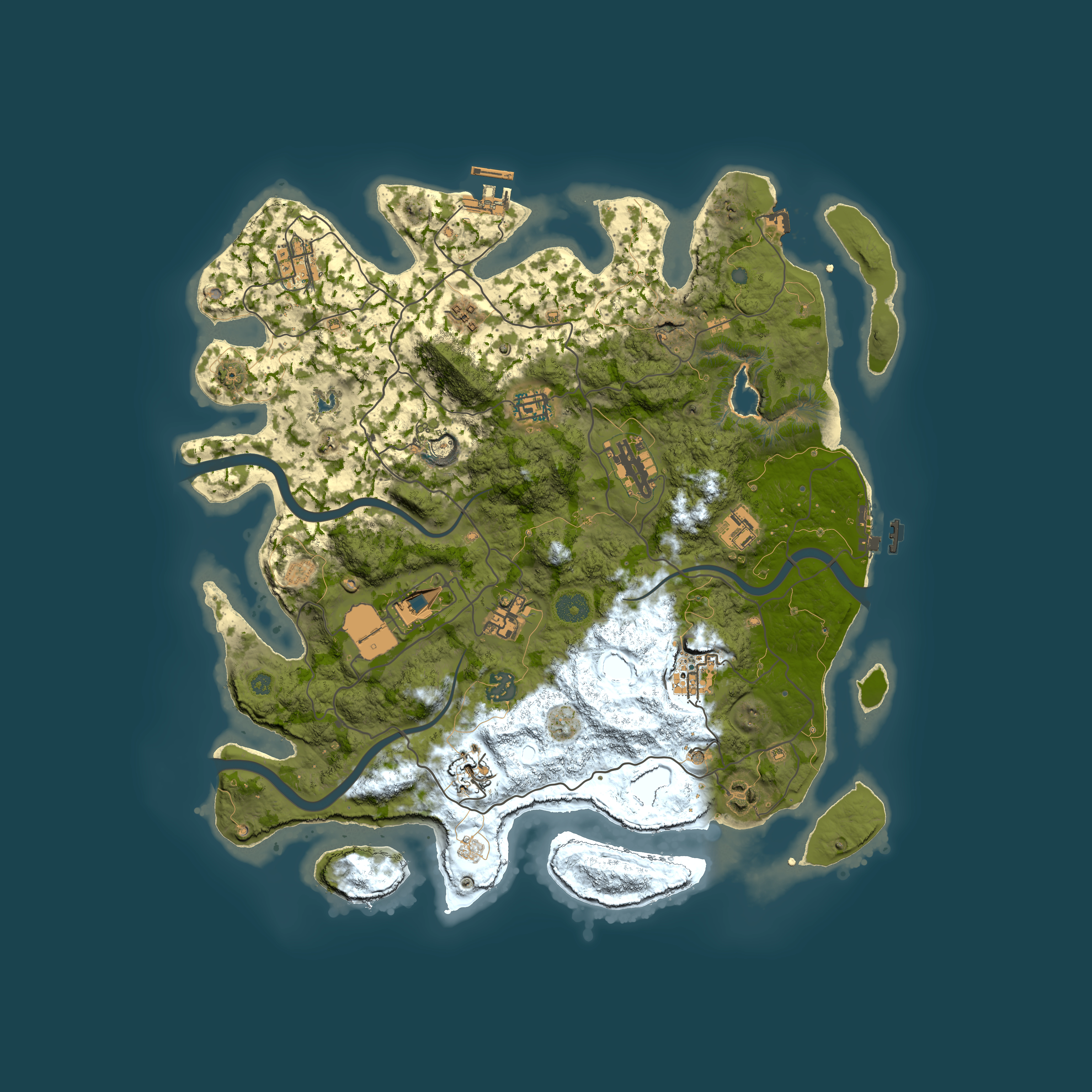 Full top-down render of Rust map seed 1648944737, 4000x4000m