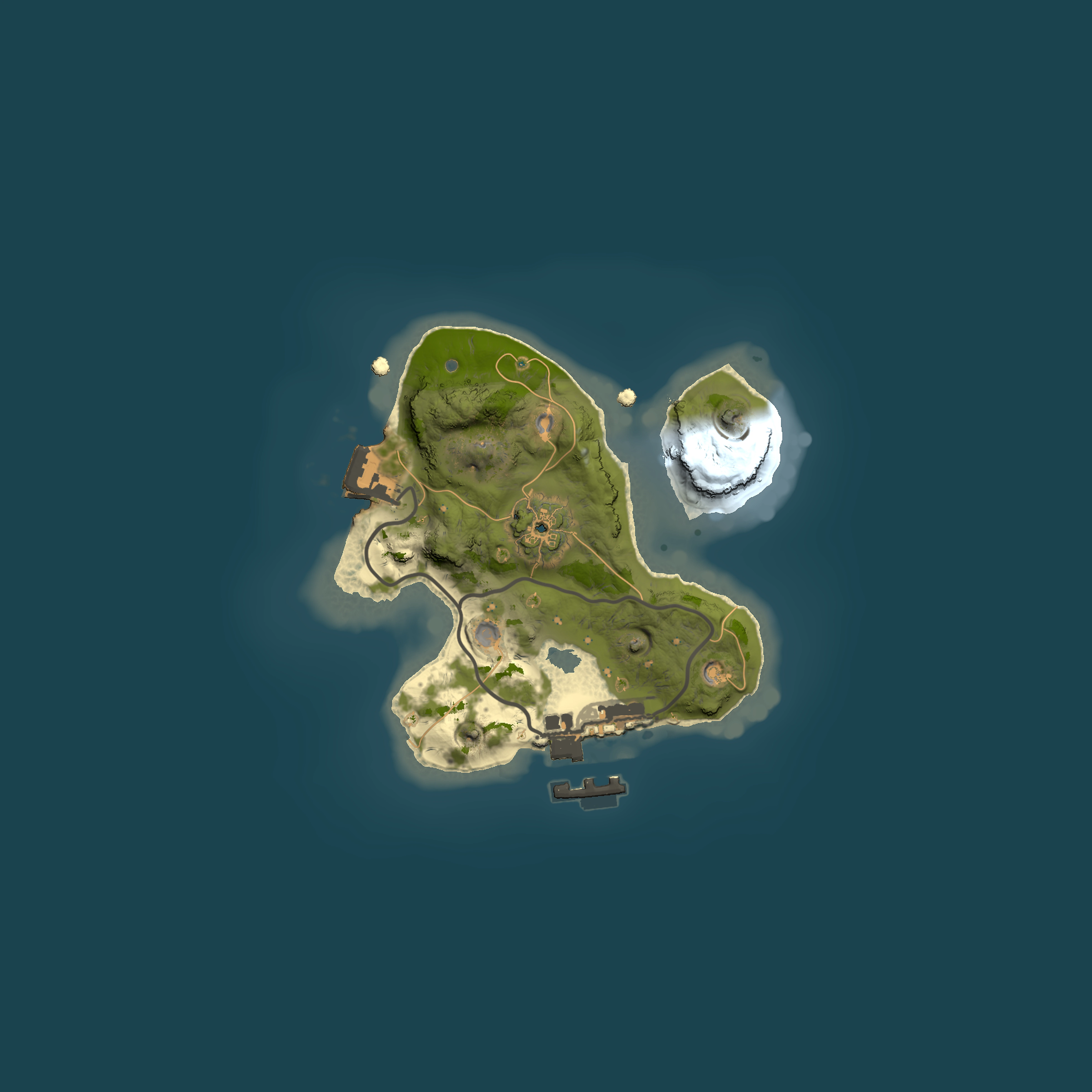 Full top-down render of Rust map seed 246392257, 1500x1500m