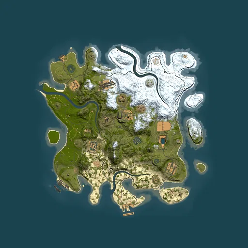Rust map seed 1411633992, 3500x3500m top-down preview