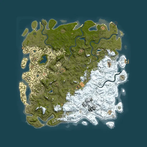 Rust map seed 302435536, 6000x6000m top-down preview