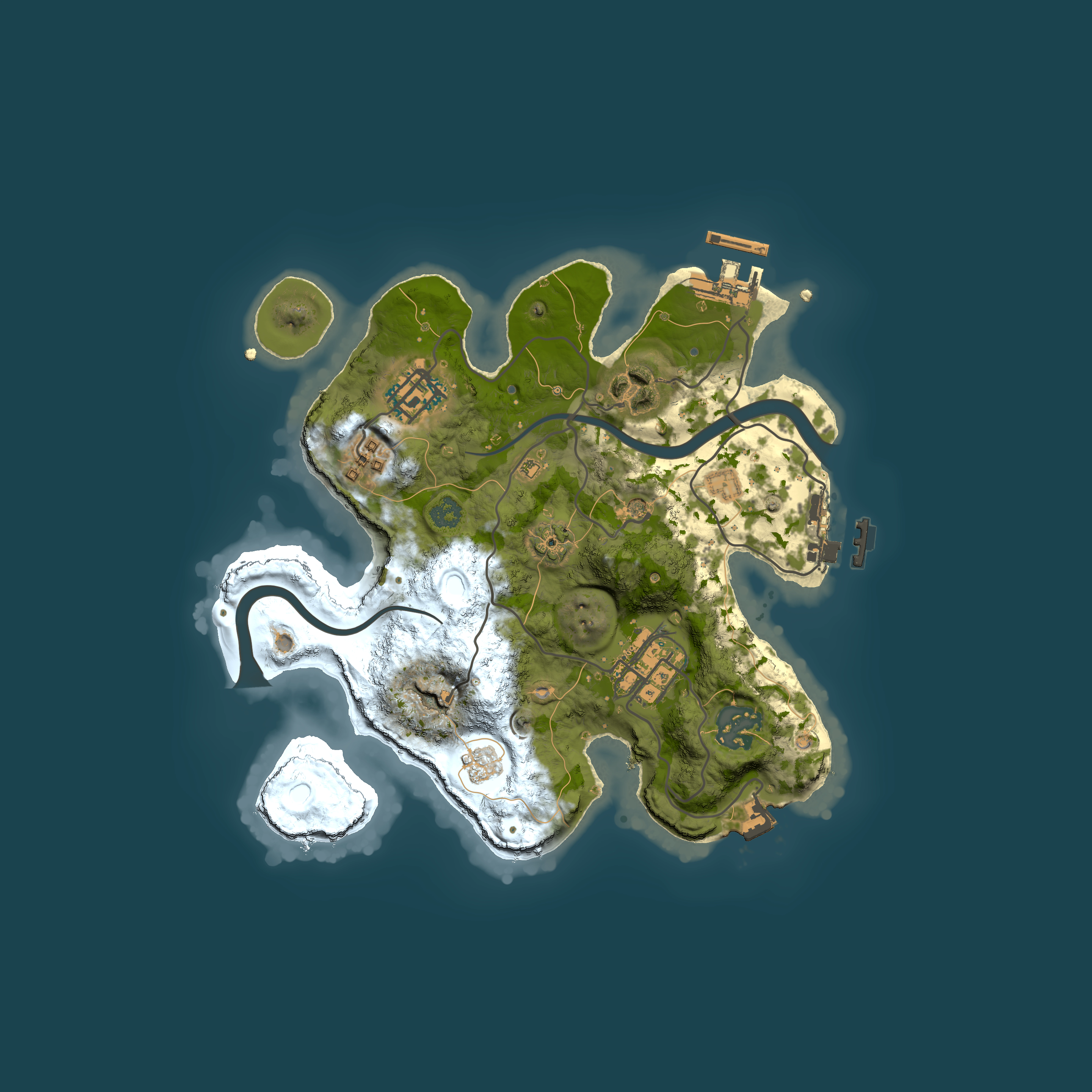 Full top-down render of Rust map seed 1134192018, 2500x2500m