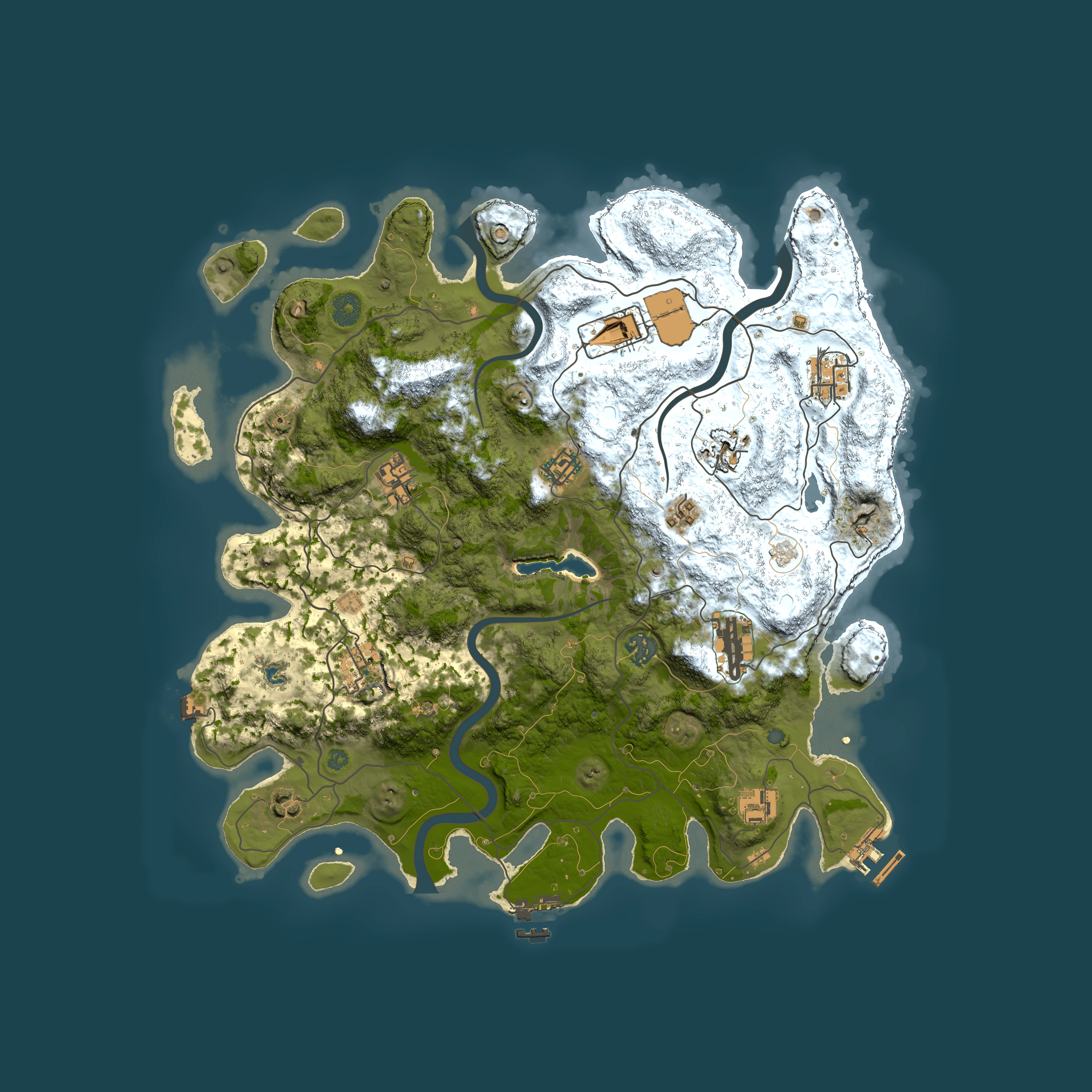 Full top-down render of Rust map seed 605402720, 4000x4000m