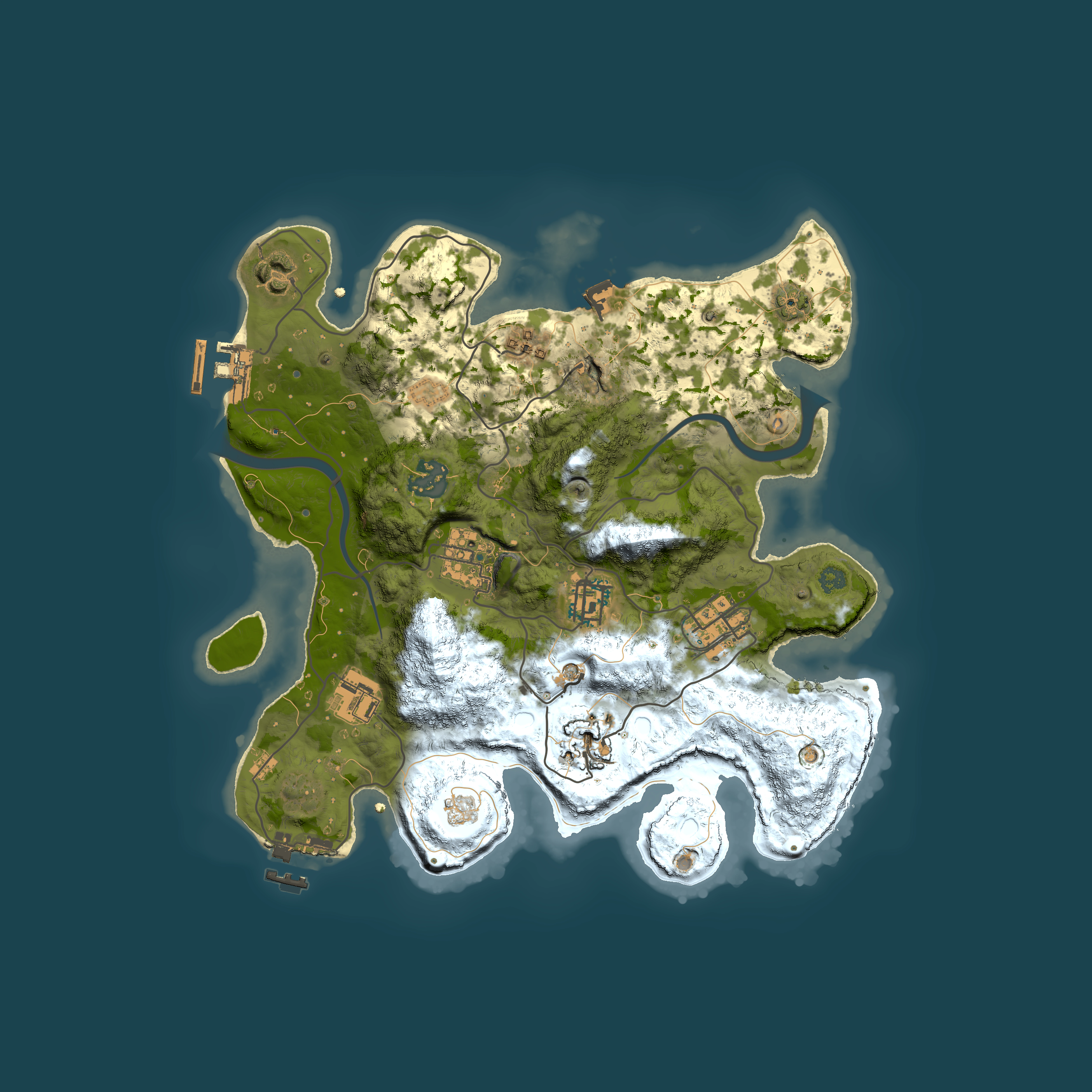 Full top-down render of Rust map seed 153608390, 3000x3000m