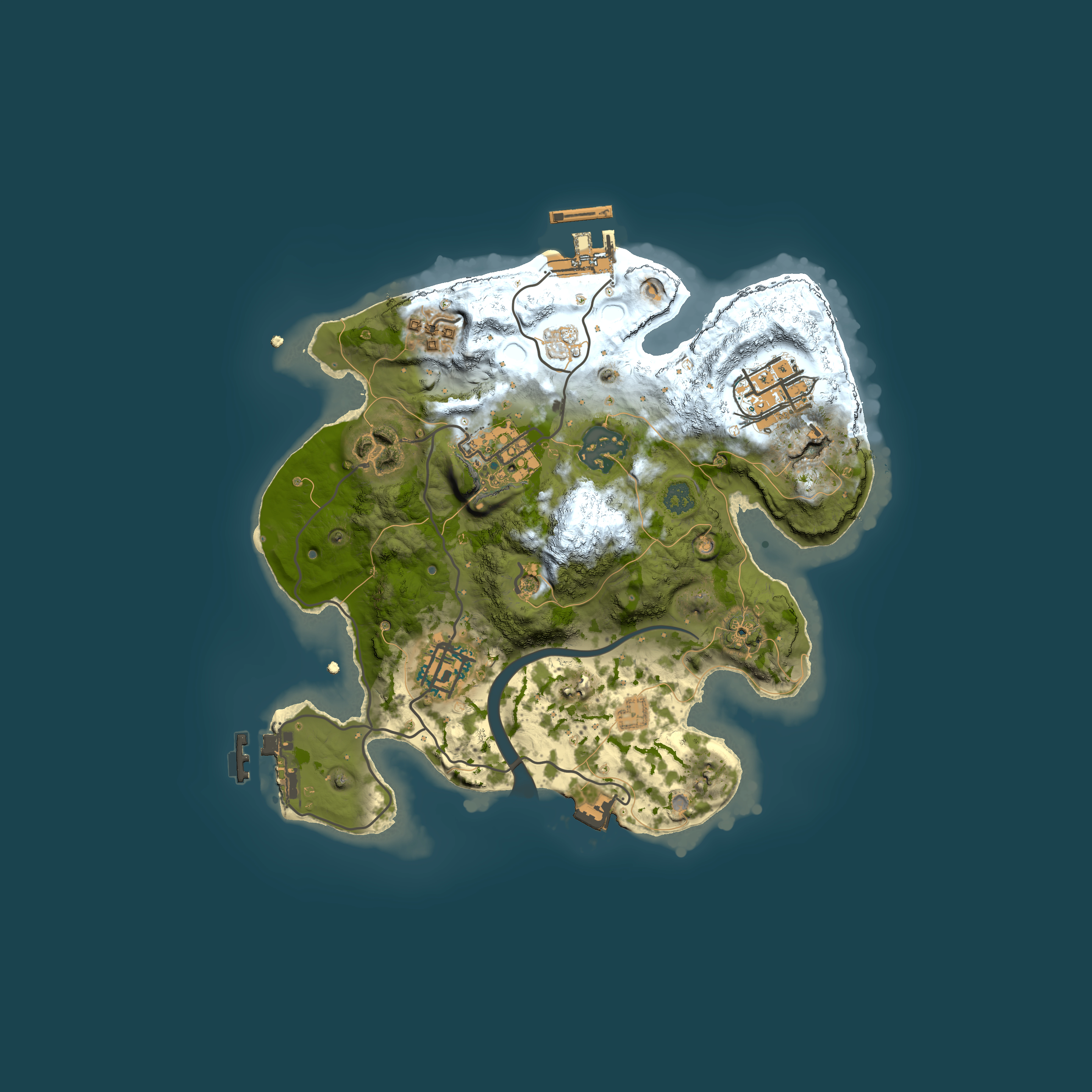 Full top-down render of Rust map seed 1284107992, 2500x2500m