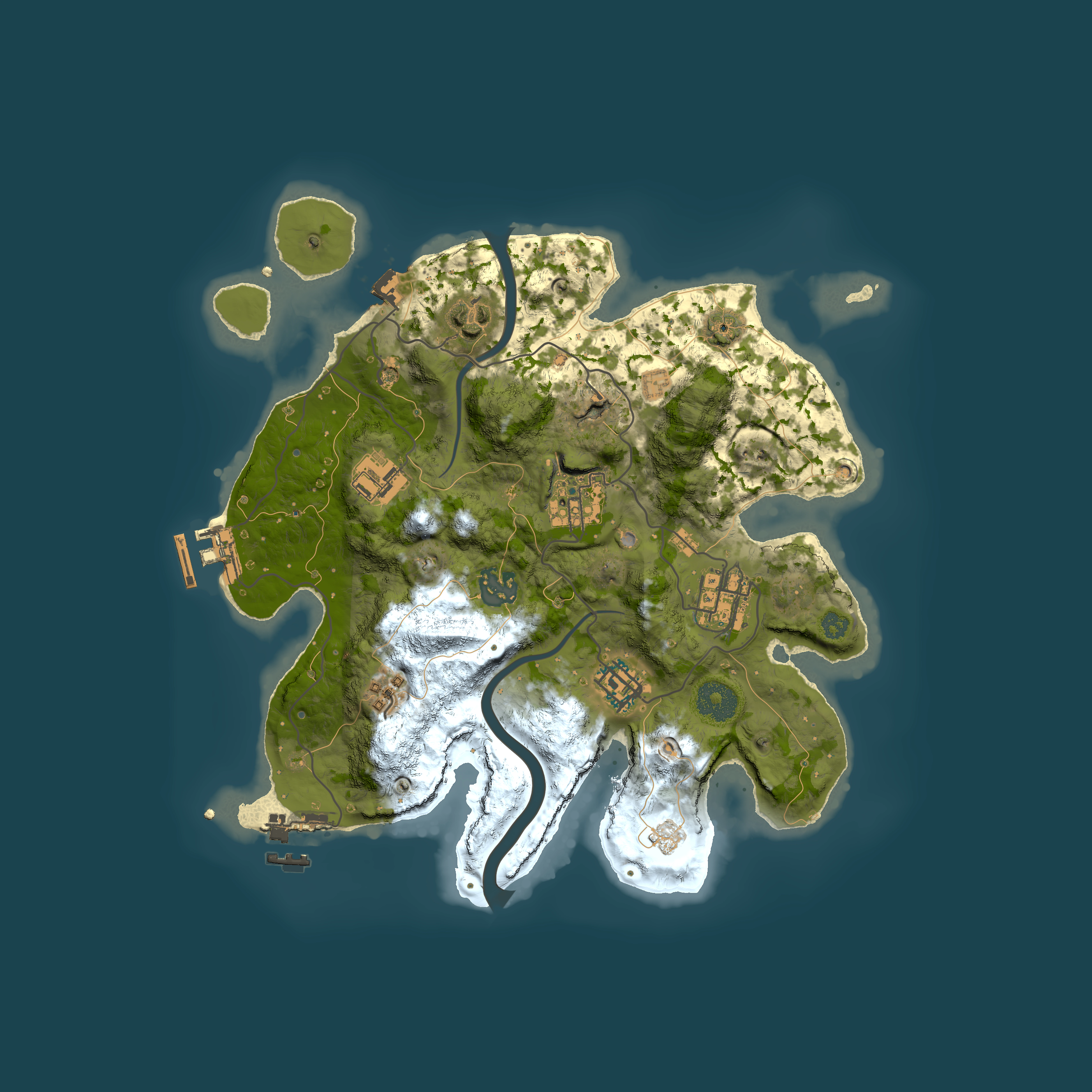 Full top-down render of Rust map seed 1711479987, 3000x3000m