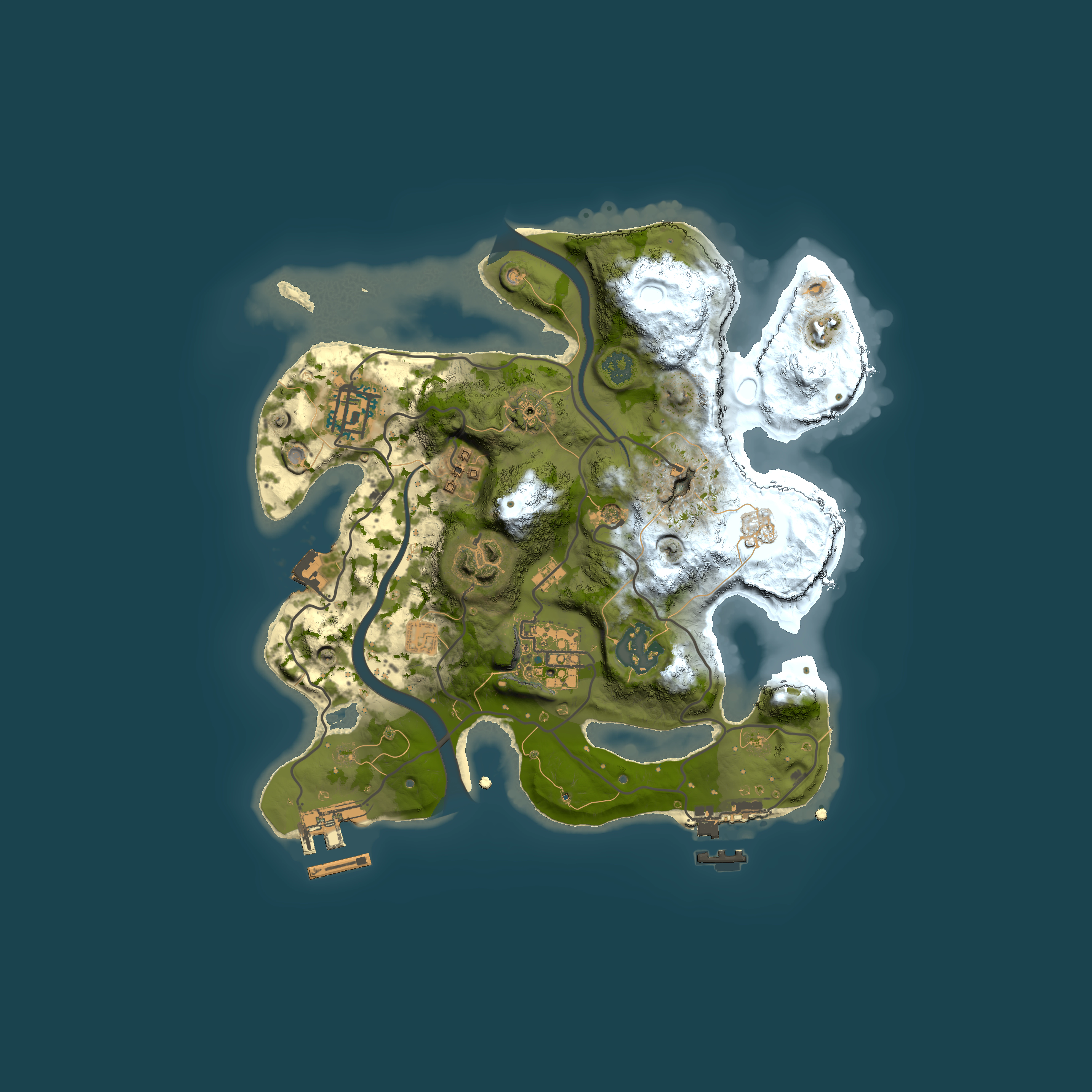 Full top-down render of Rust map seed 1255853878, 2500x2500m