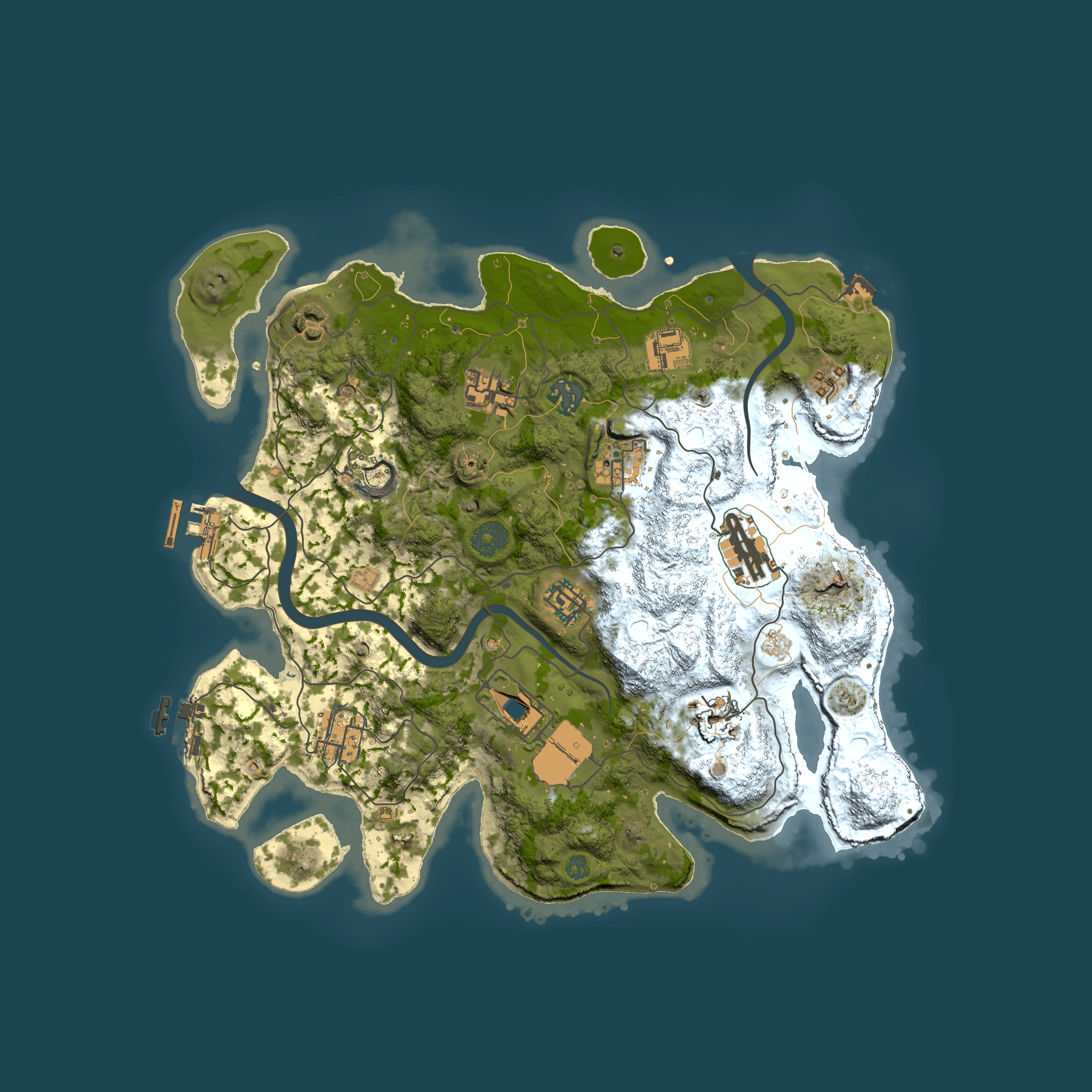 Full top-down render of Rust map seed 1912578599, 3500x3500m