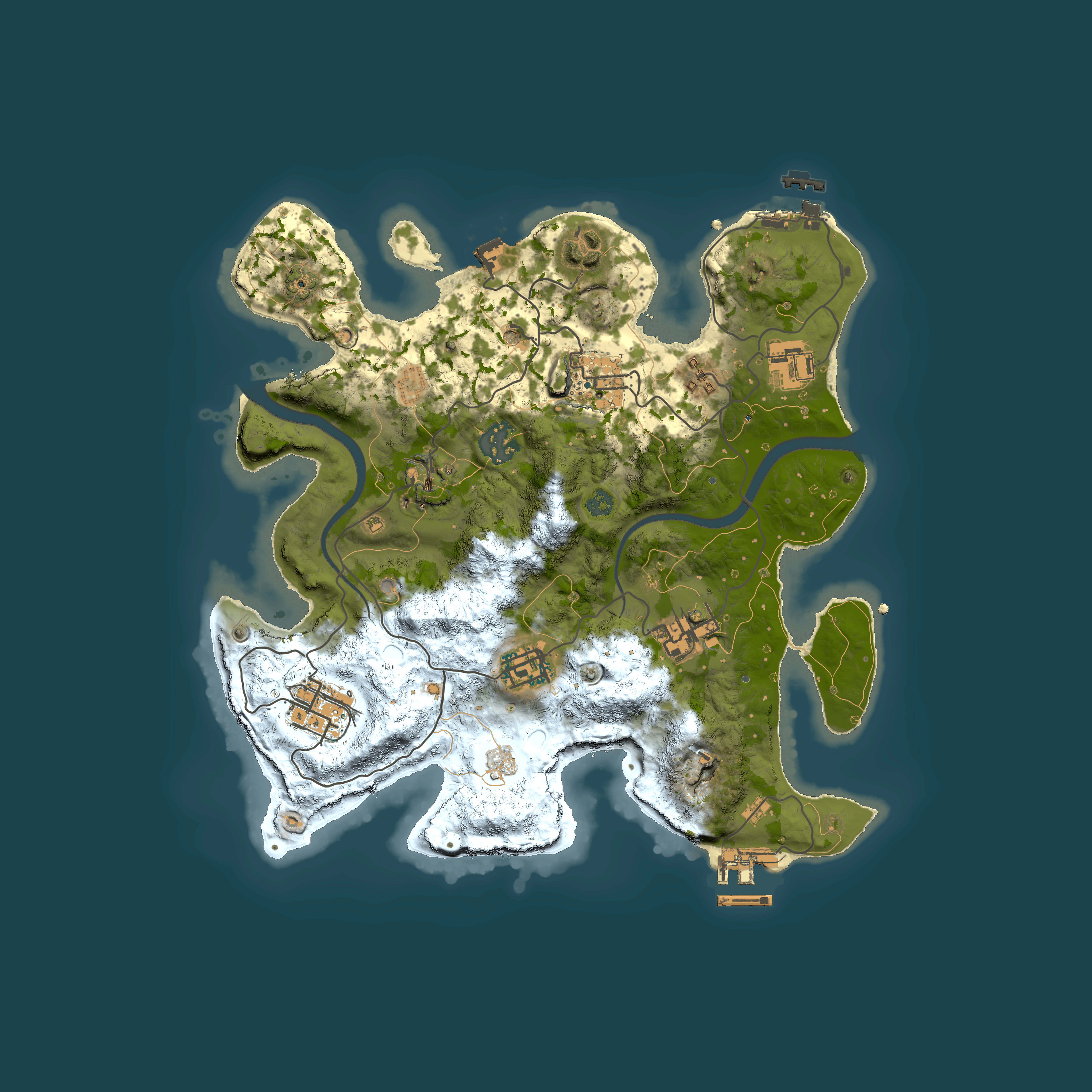 Full top-down render of Rust map seed 577490207, 3000x3000m