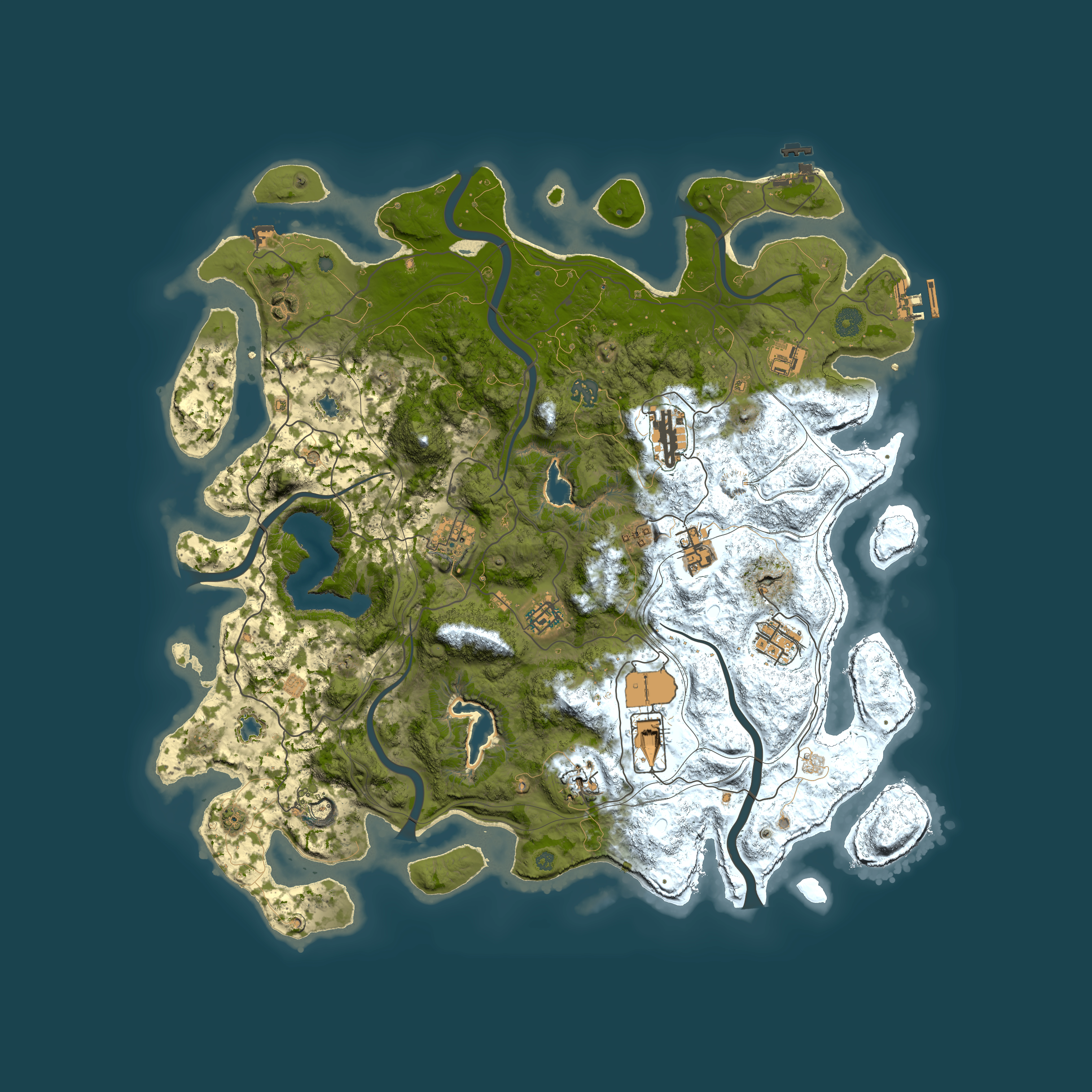 Full top-down render of Rust map seed 36138776, 4500x4500m