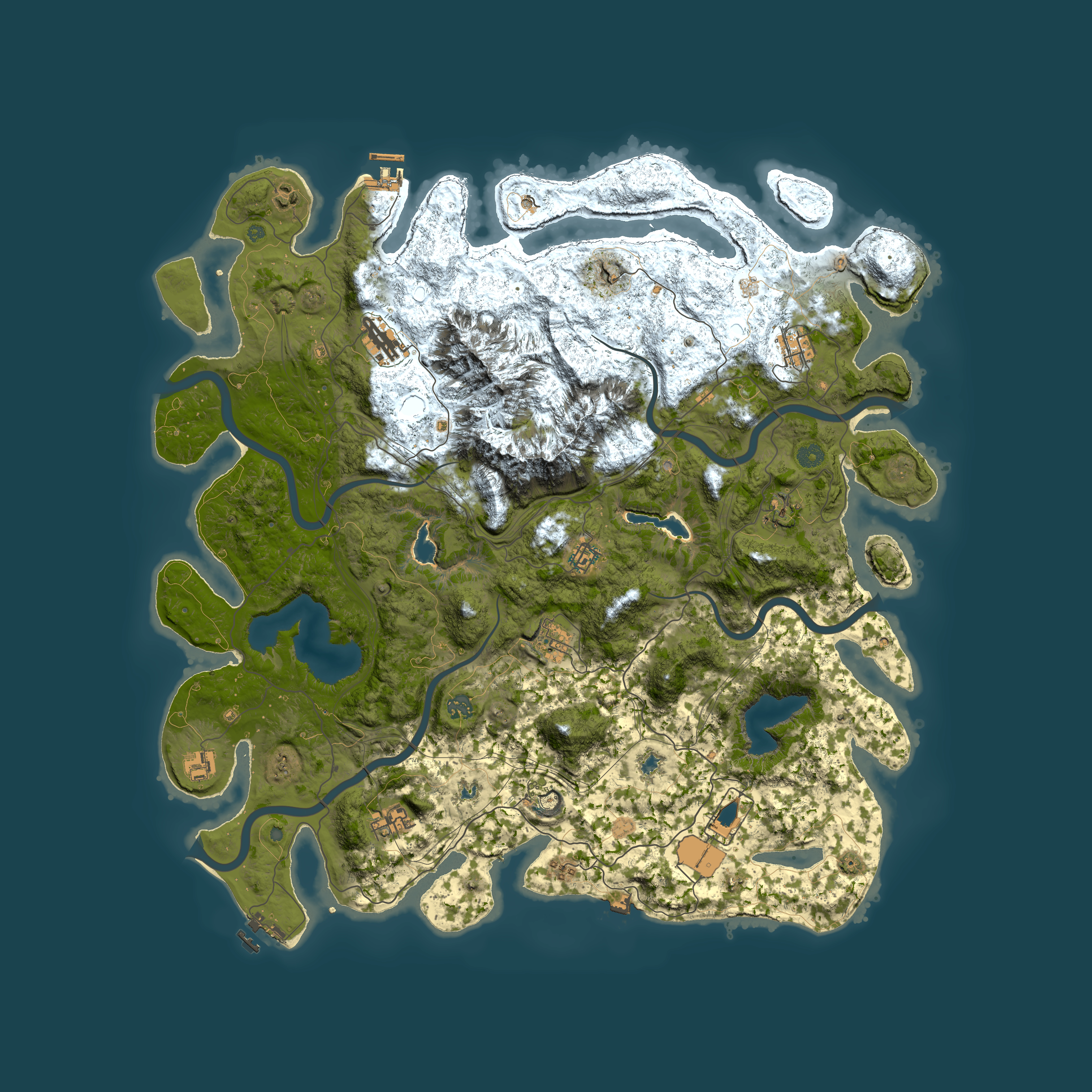Full top-down render of Rust map seed 1436451573, 5000x5000m