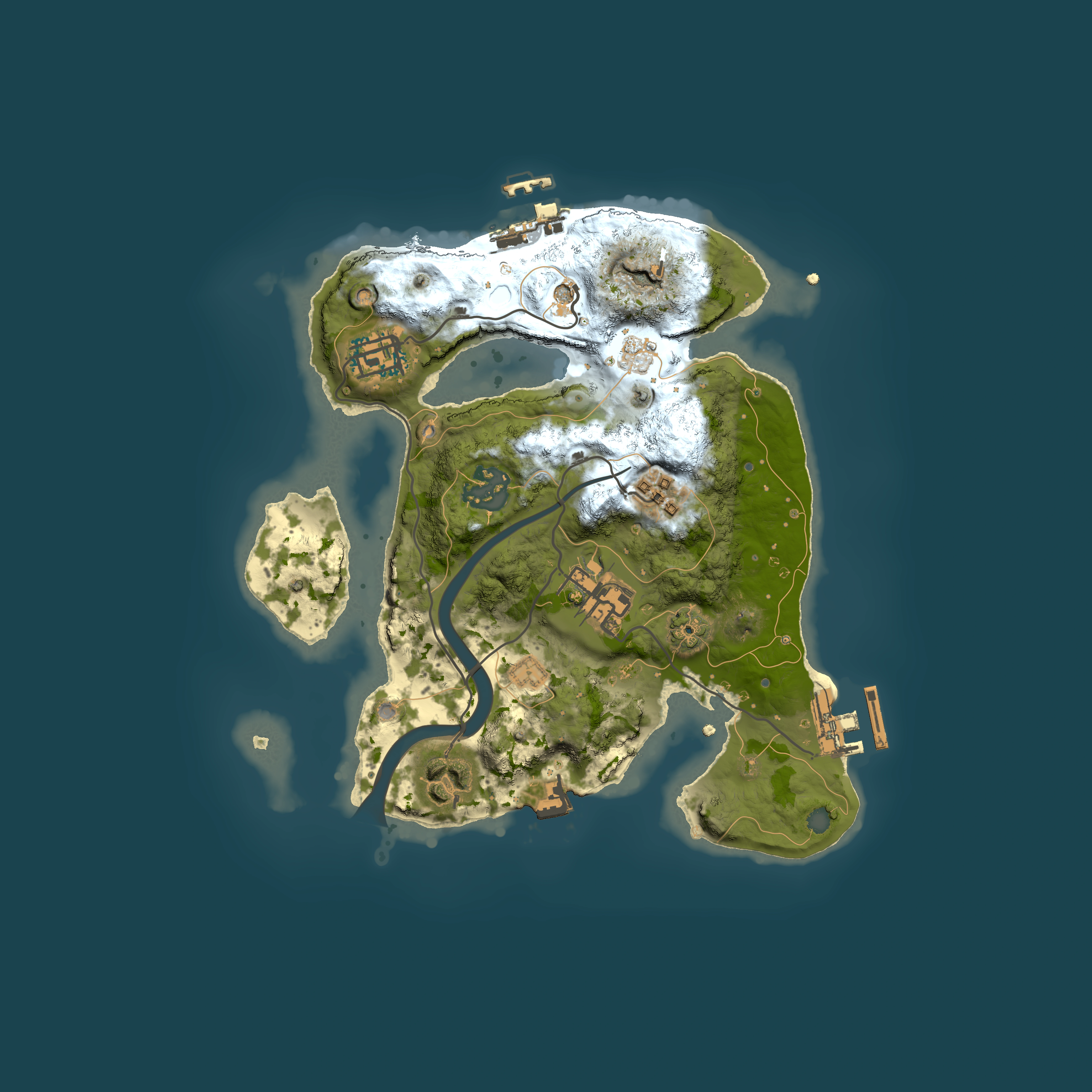 Full top-down render of Rust map seed 1136299999, 2500x2500m