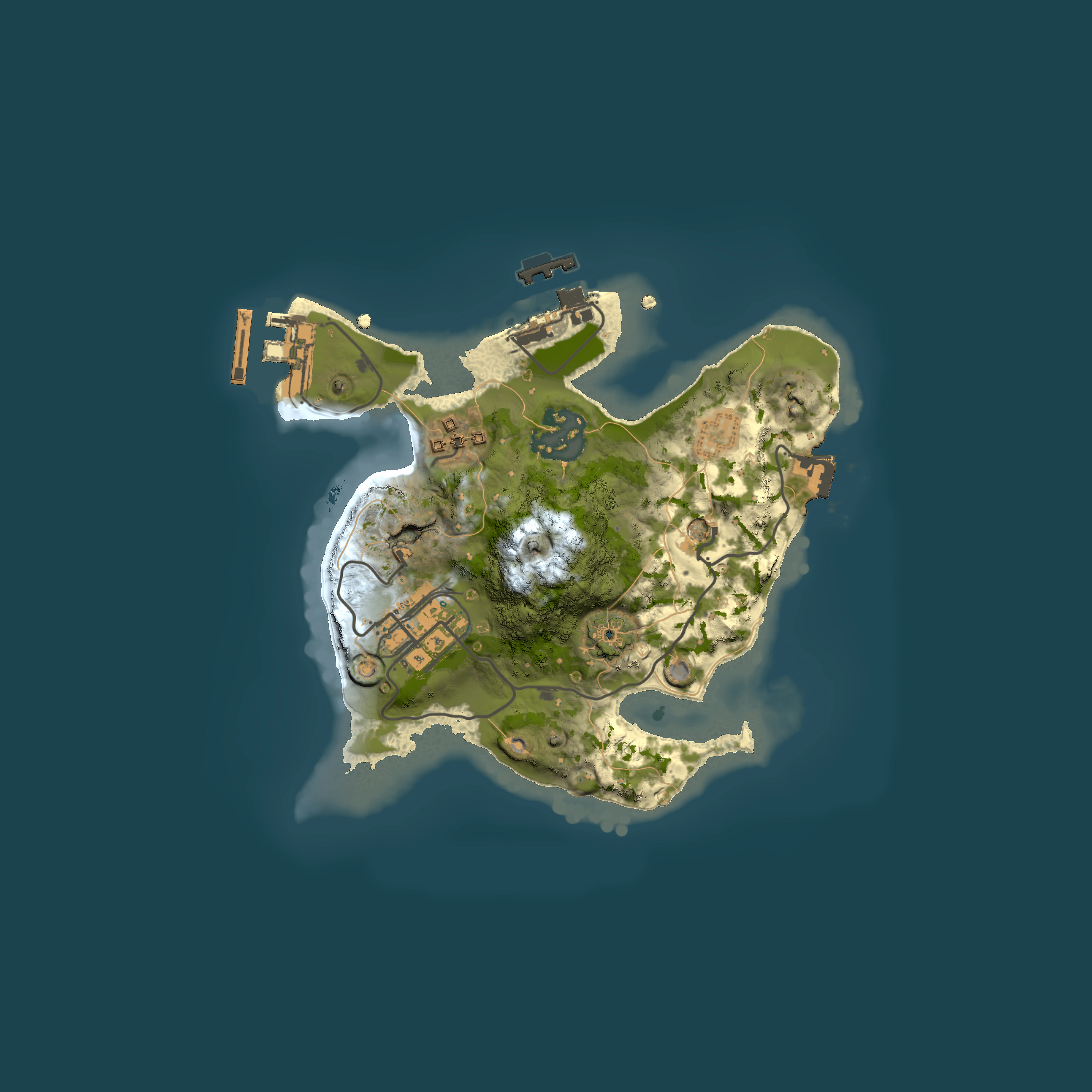 Full top-down render of Rust map seed 1258709340, 2000x2000m