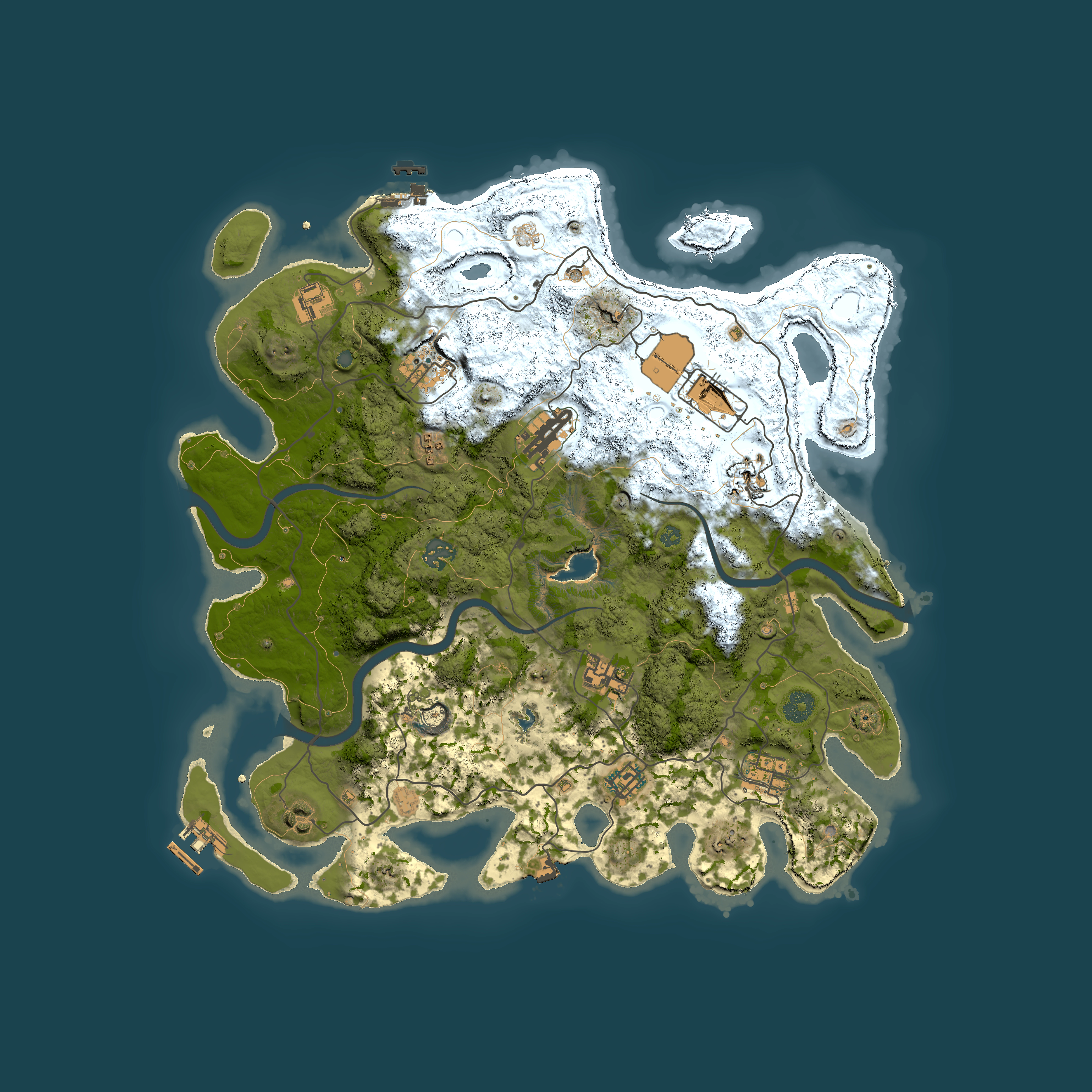 Full top-down render of Rust map seed 1757196227, 4000x4000m