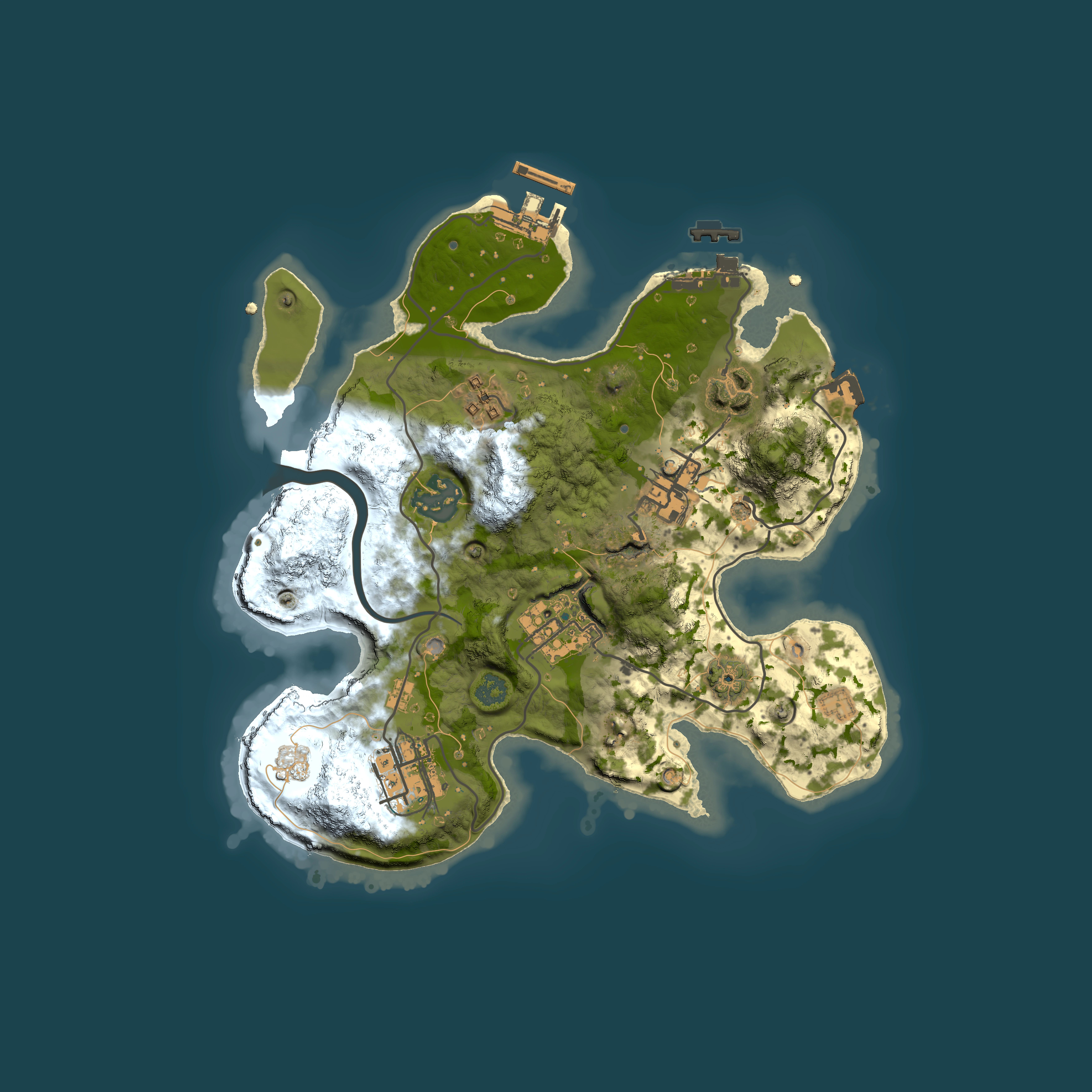 Full top-down render of Rust map seed 1450374298, 2500x2500m
