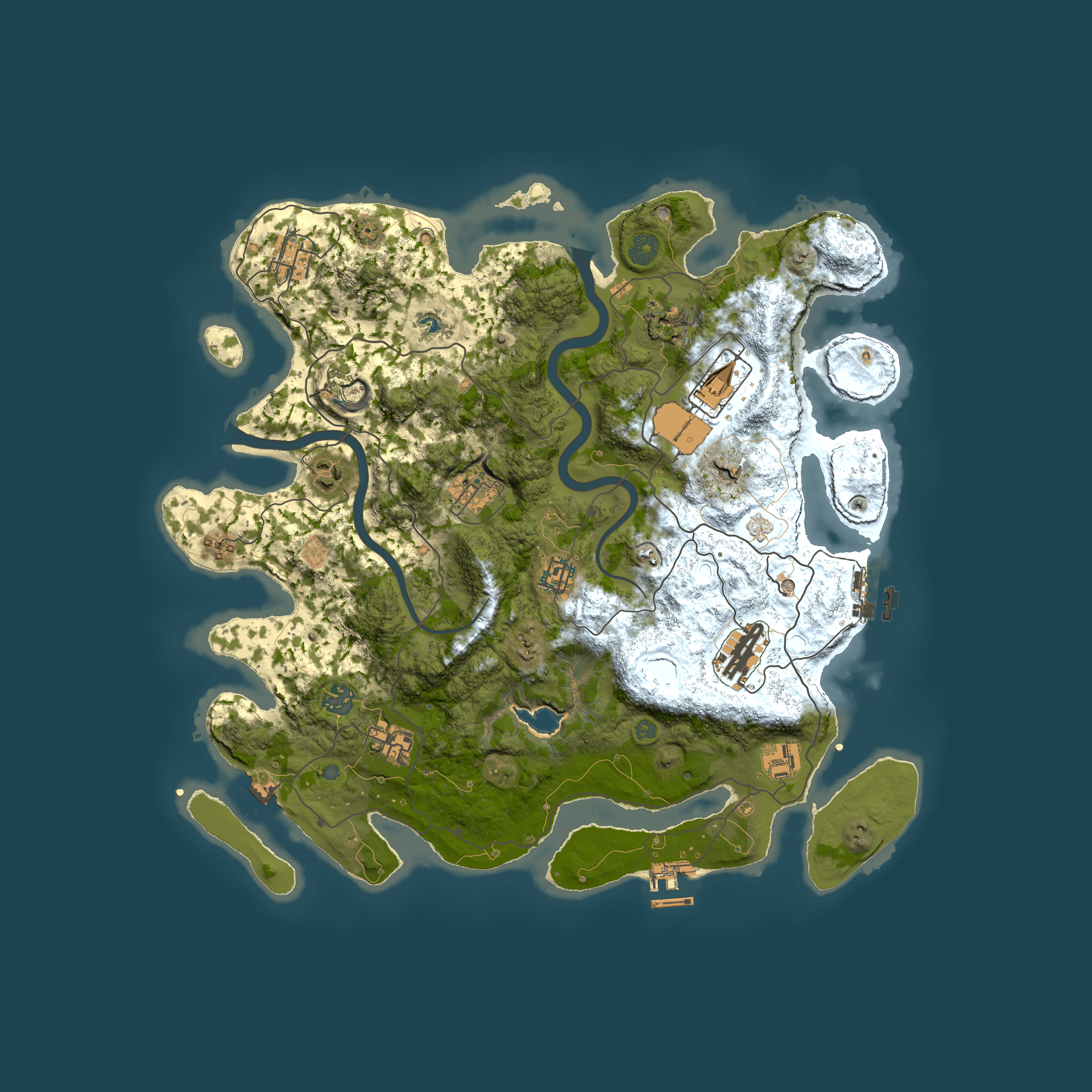 Full top-down render of Rust map seed 1198434224, 4000x4000m