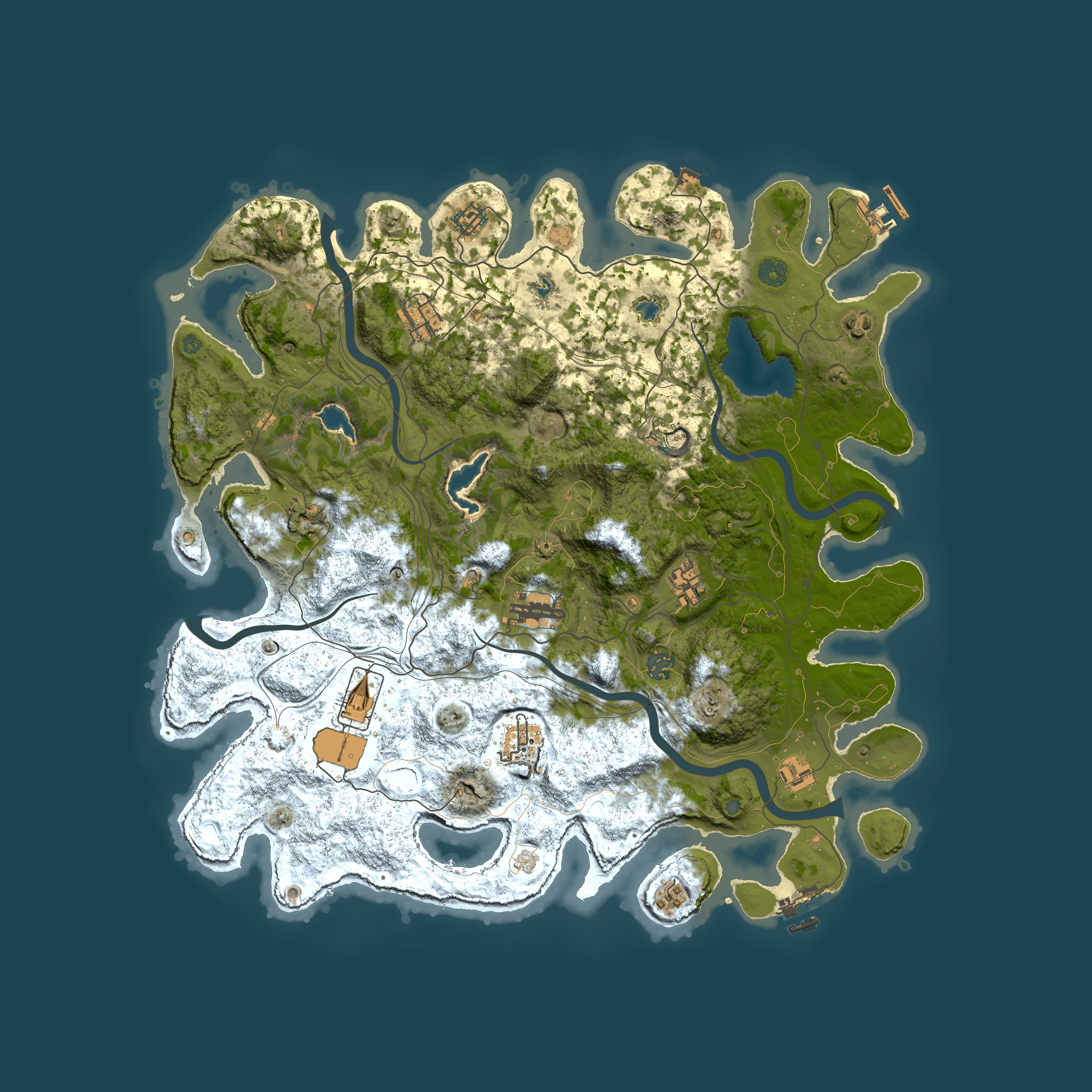 Full top-down render of Rust map seed 879316099, 4500x4500m
