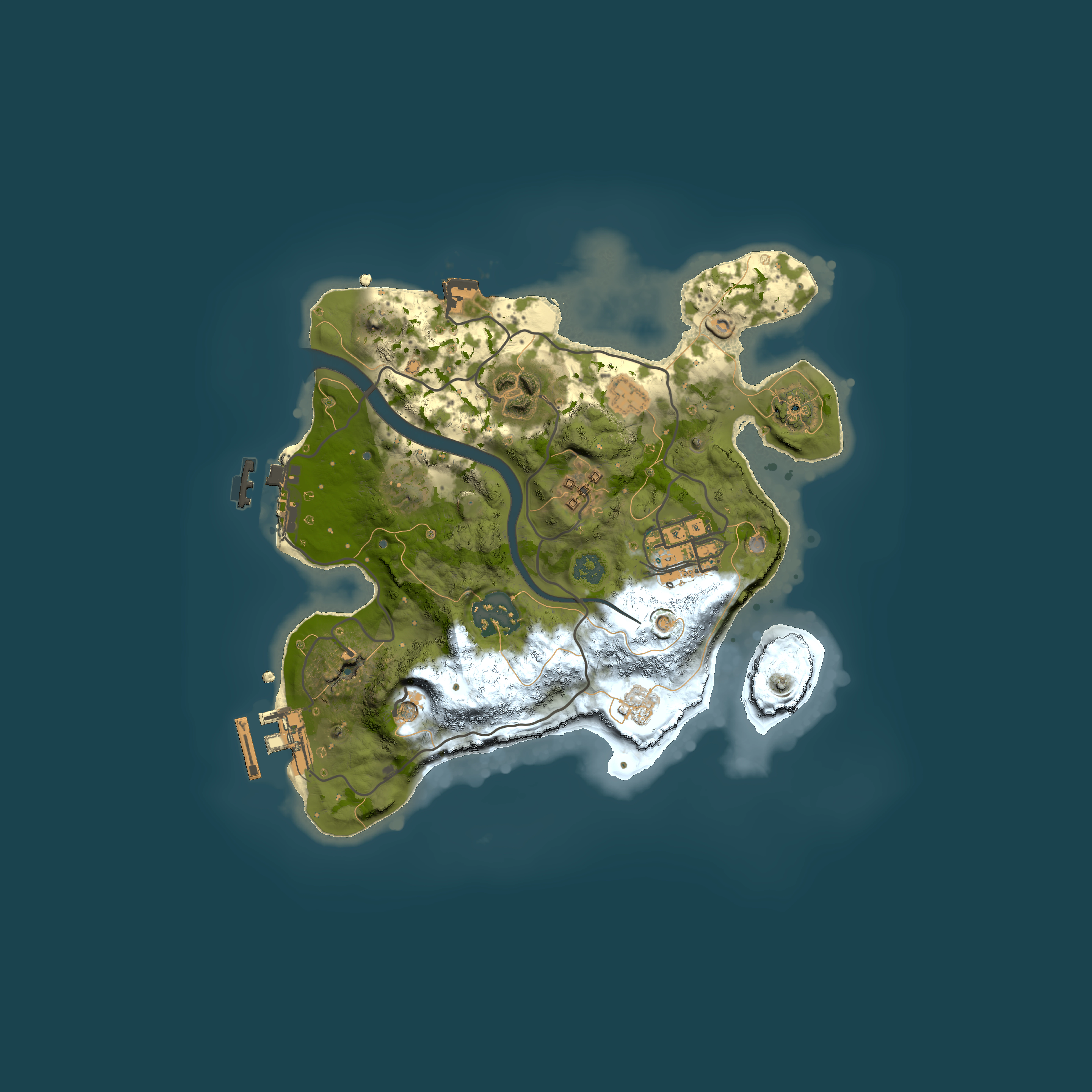 Full top-down render of Rust map seed 1793064010, 2500x2500m