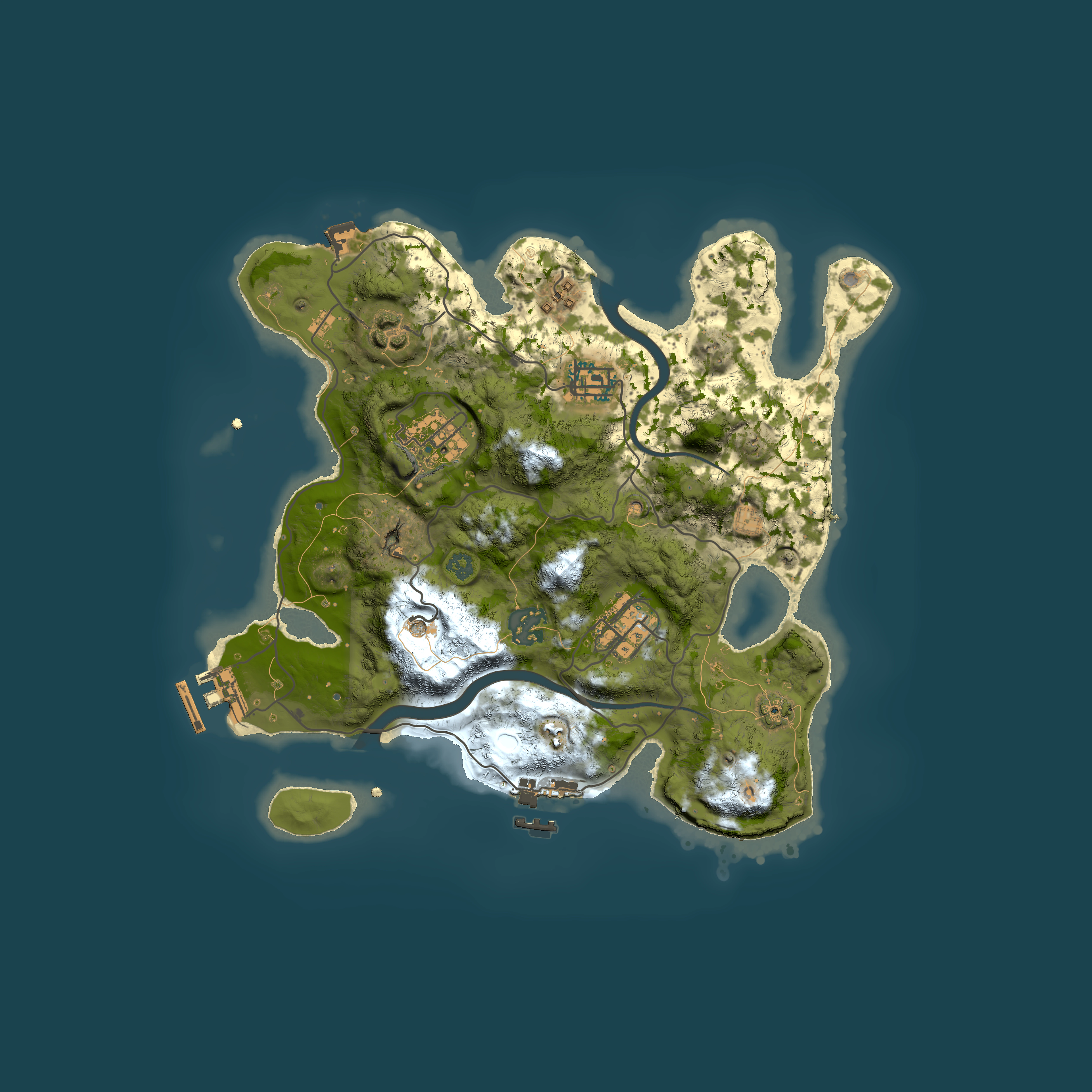 Full top-down render of Rust map seed 1346708487, 3000x3000m
