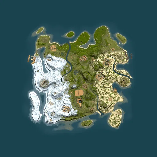 Rust map seed 587309932, 3500x3500m top-down preview