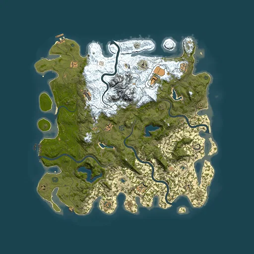Rust map seed 997624697, 5000x5000m top-down preview