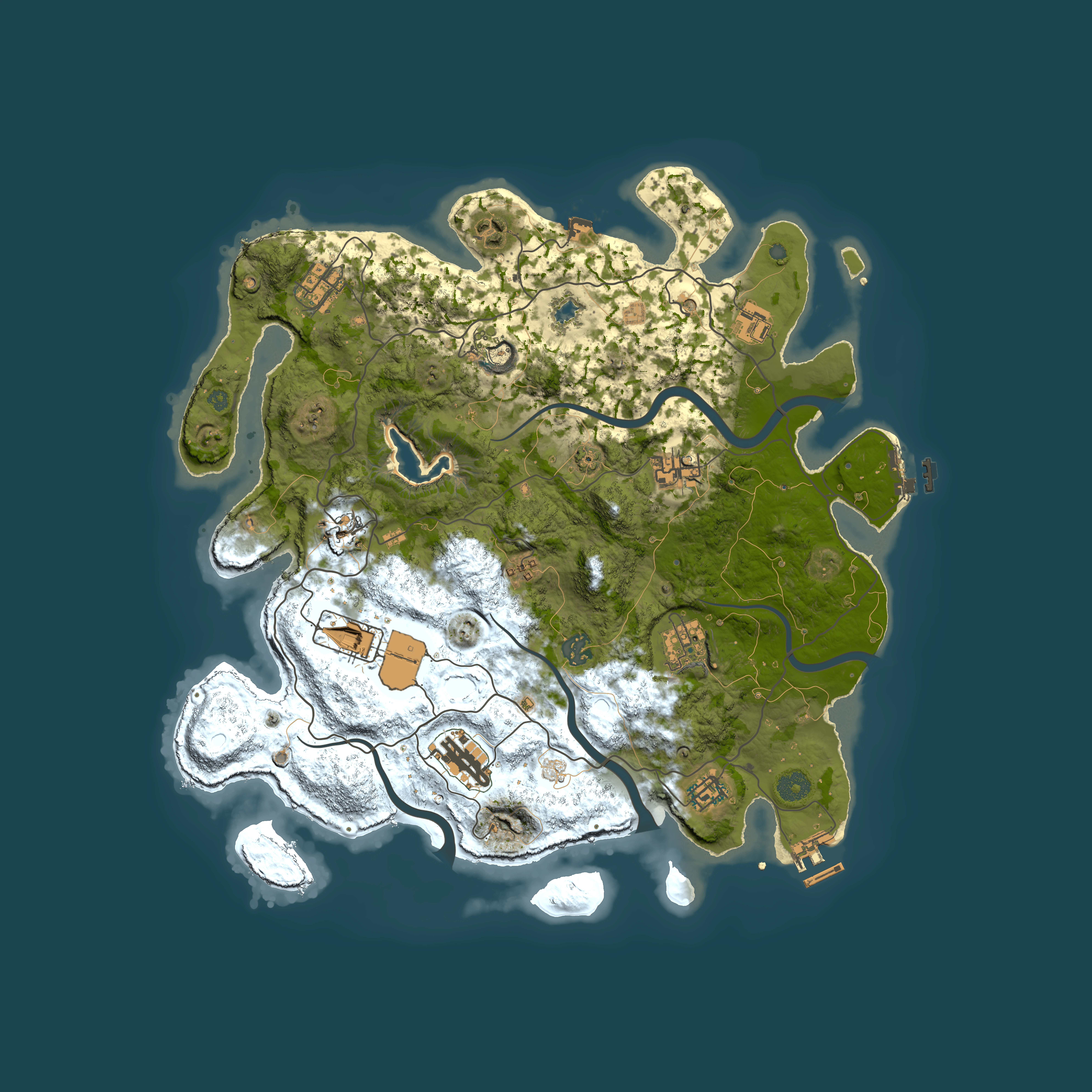 Full top-down render of Rust map seed 853294571, 4000x4000m