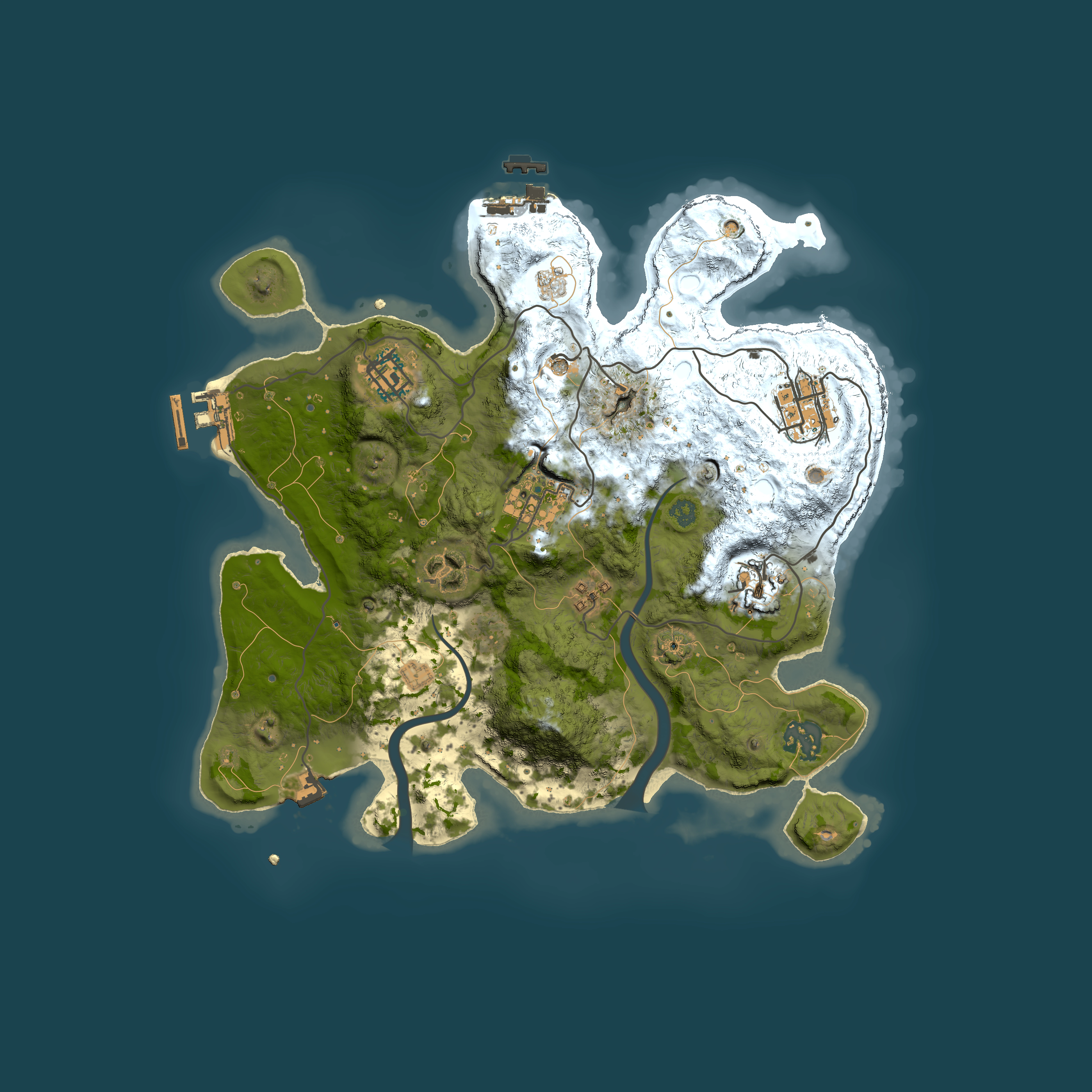 Full top-down render of Rust map seed 87655343, 3000x3000m