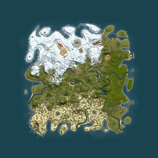 Rust map seed 25739233, 4500x4500m top-down preview