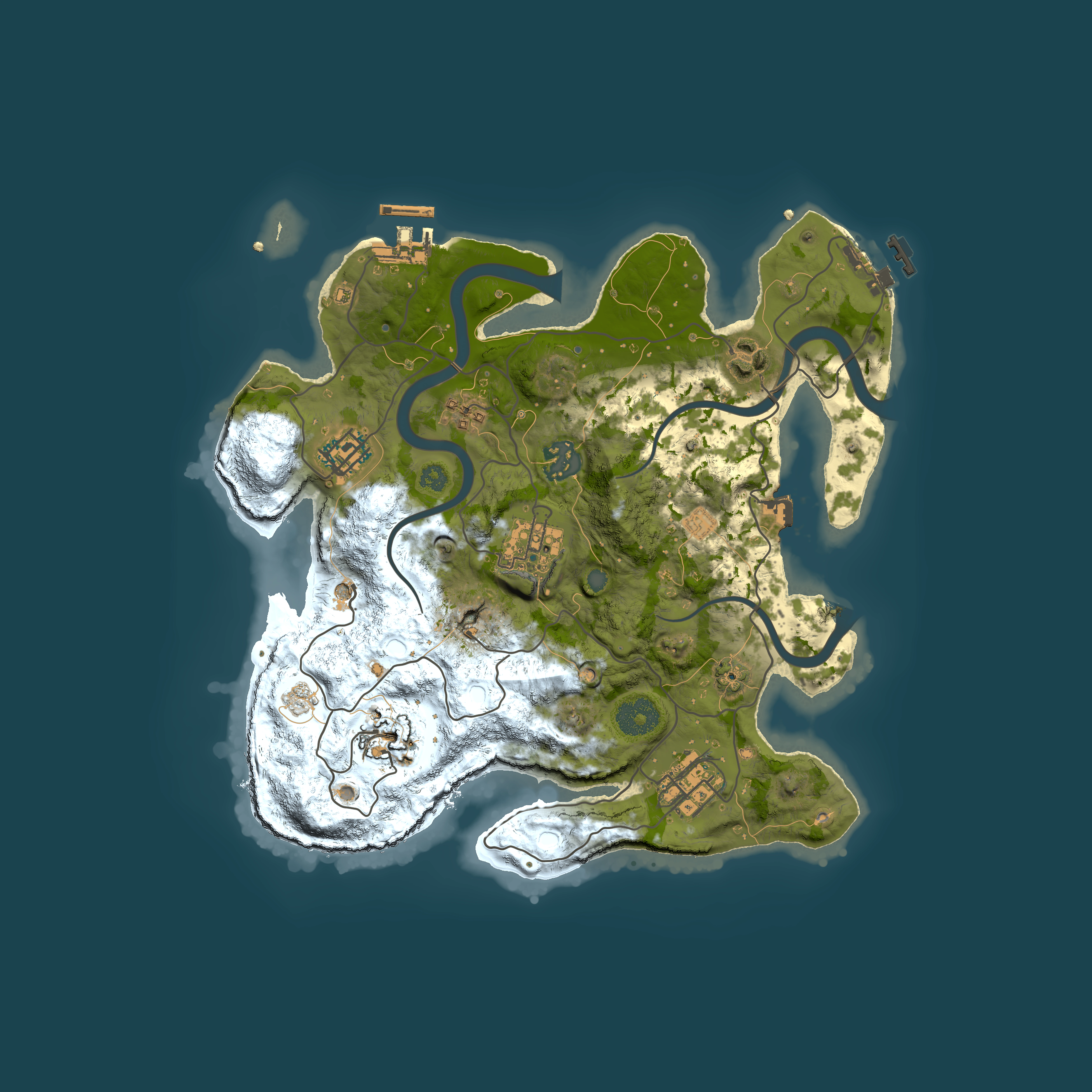 Full top-down render of Rust map seed 1039768121, 3000x3000m