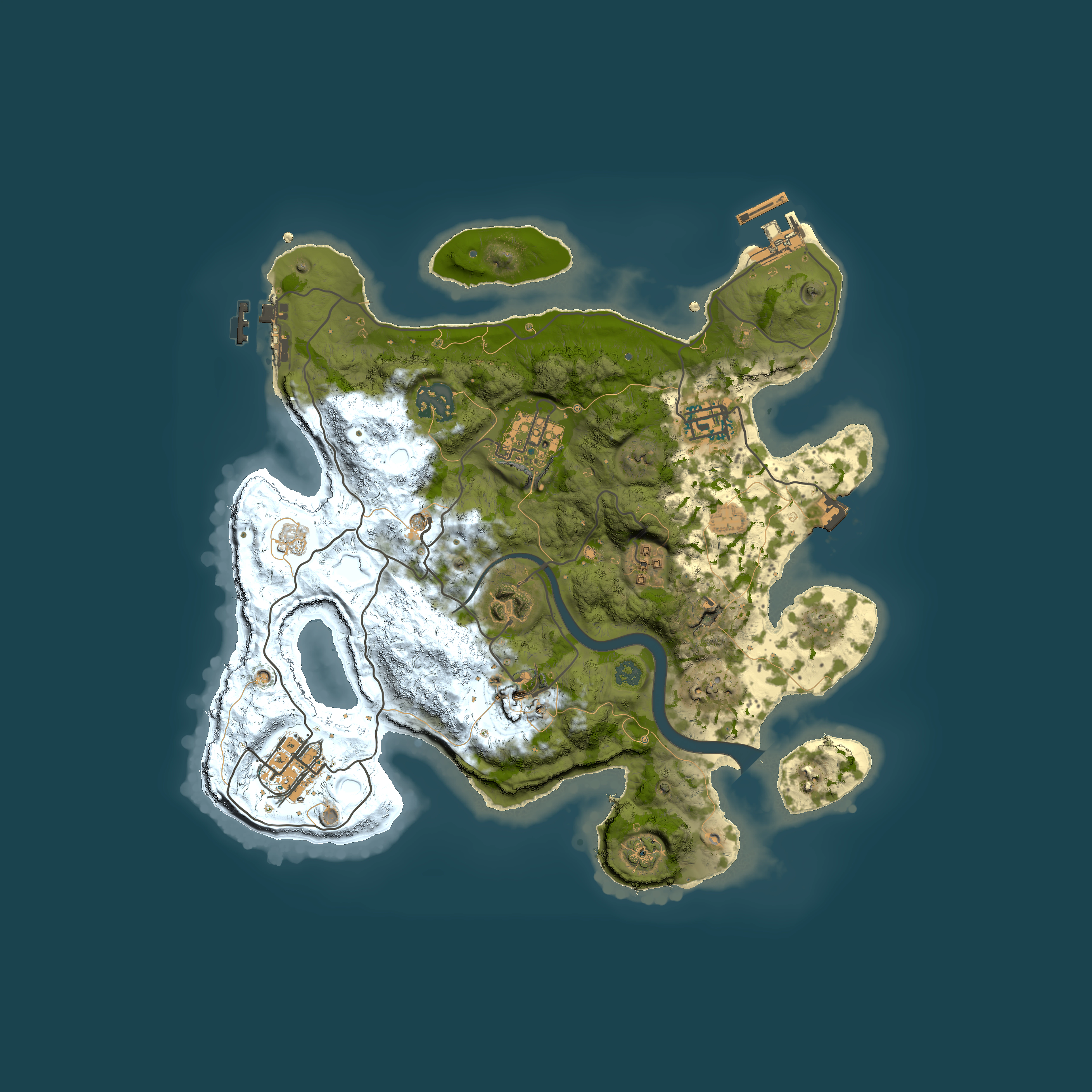 Full top-down render of Rust map seed 279938106, 3000x3000m