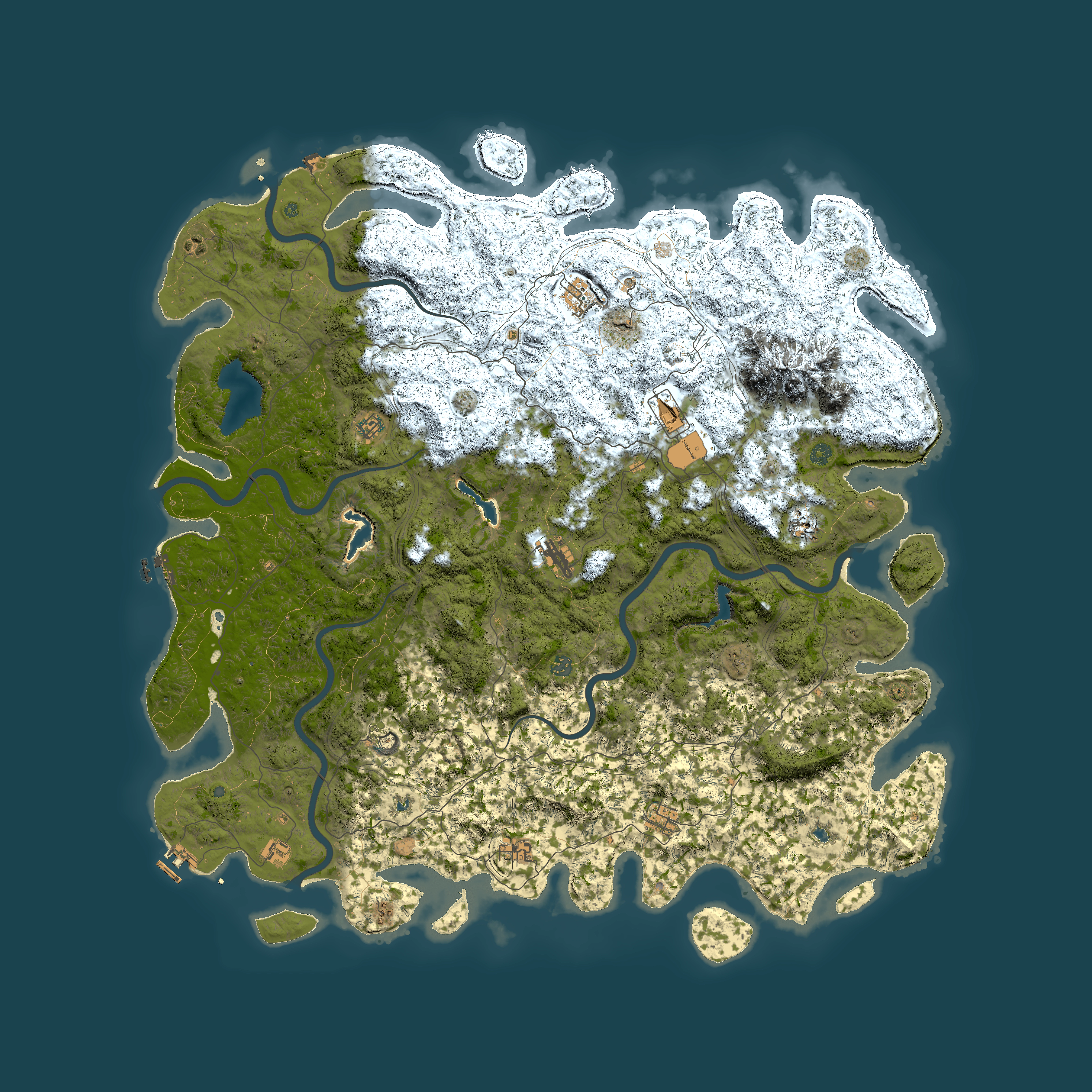 Full top-down render of Rust map seed 75785174, 6000x6000m