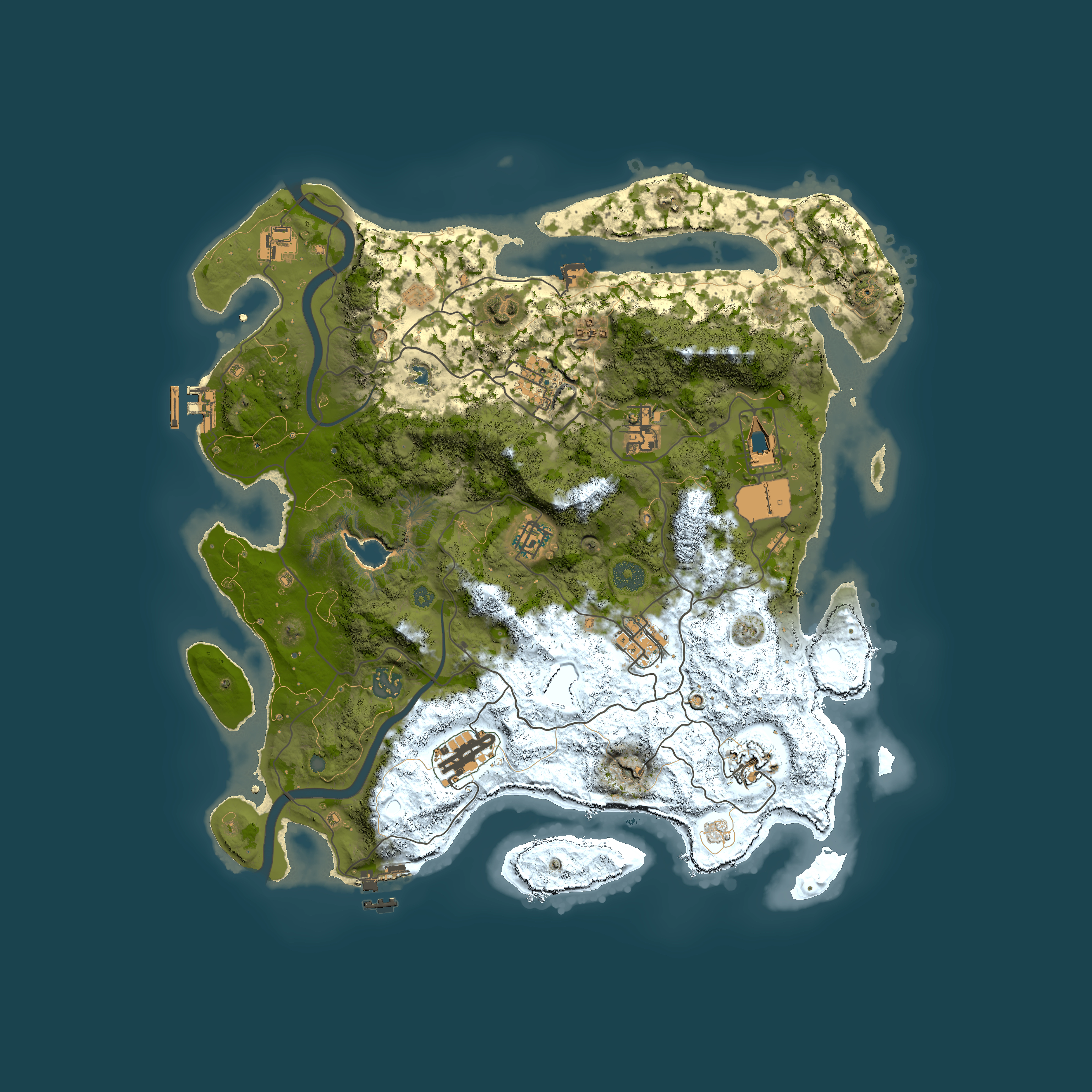 Full top-down render of Rust map seed 1685470082, 4000x4000m