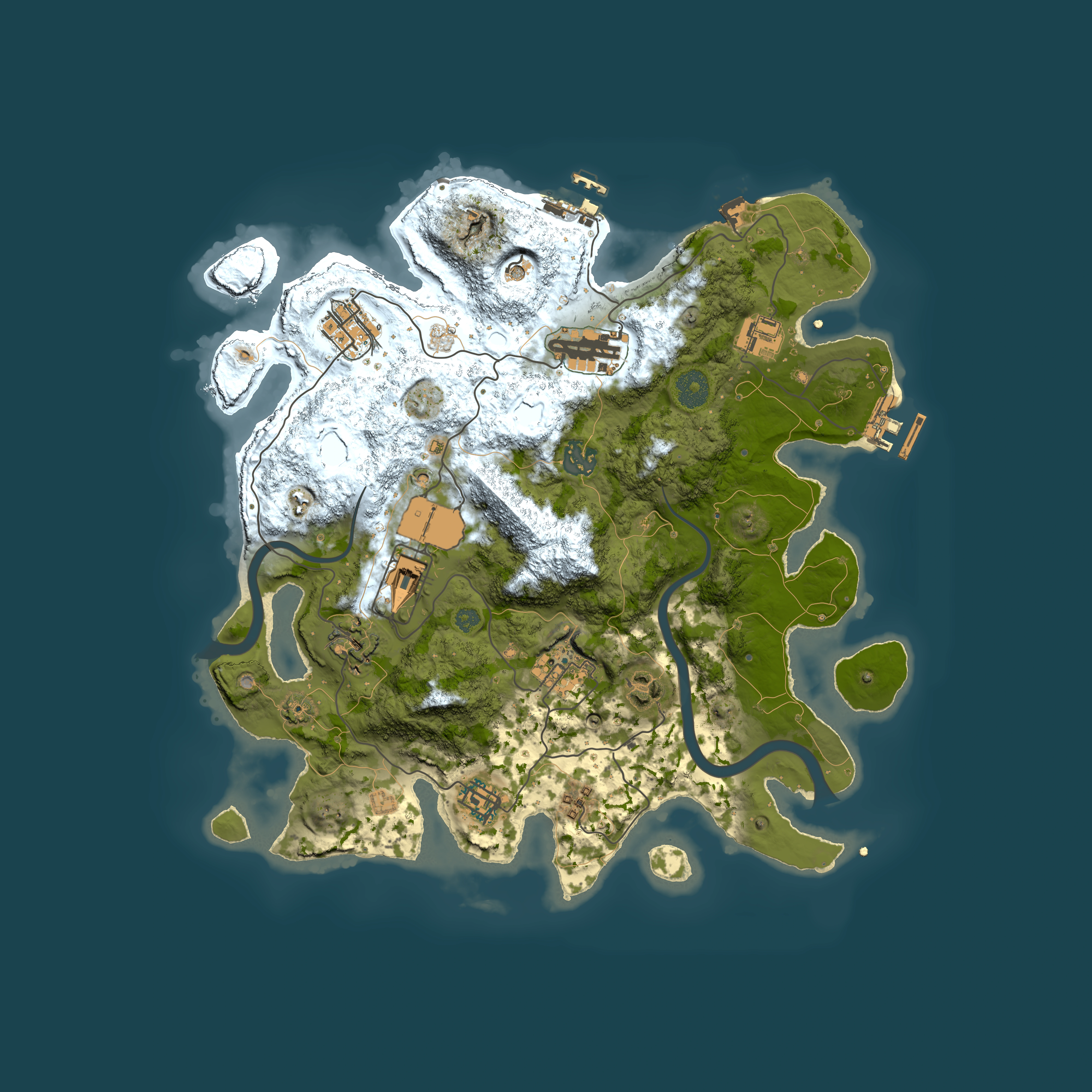 Full top-down render of Rust map seed 374220676, 3500x3500m