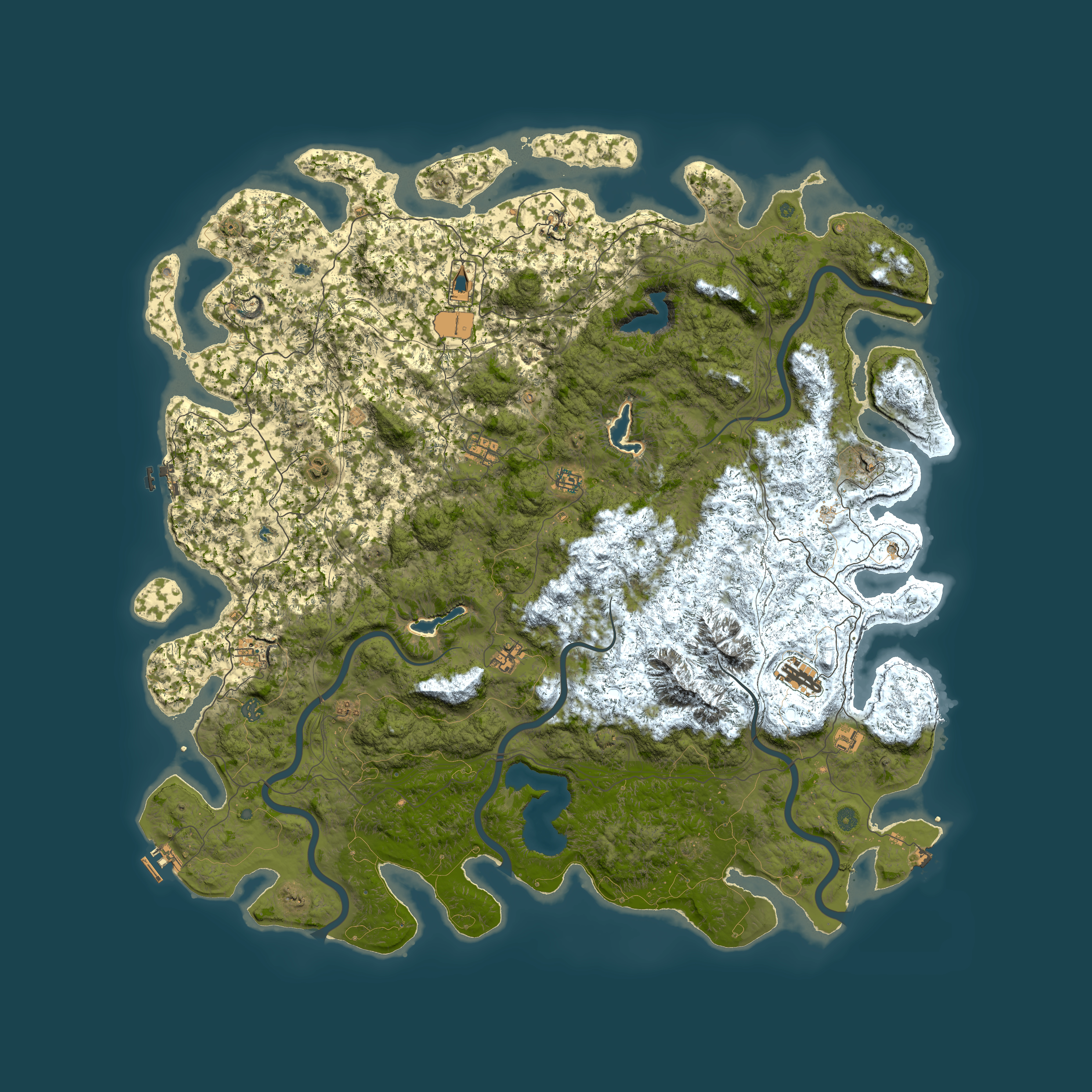 Full top-down render of Rust map seed 1456747424, 6000x6000m