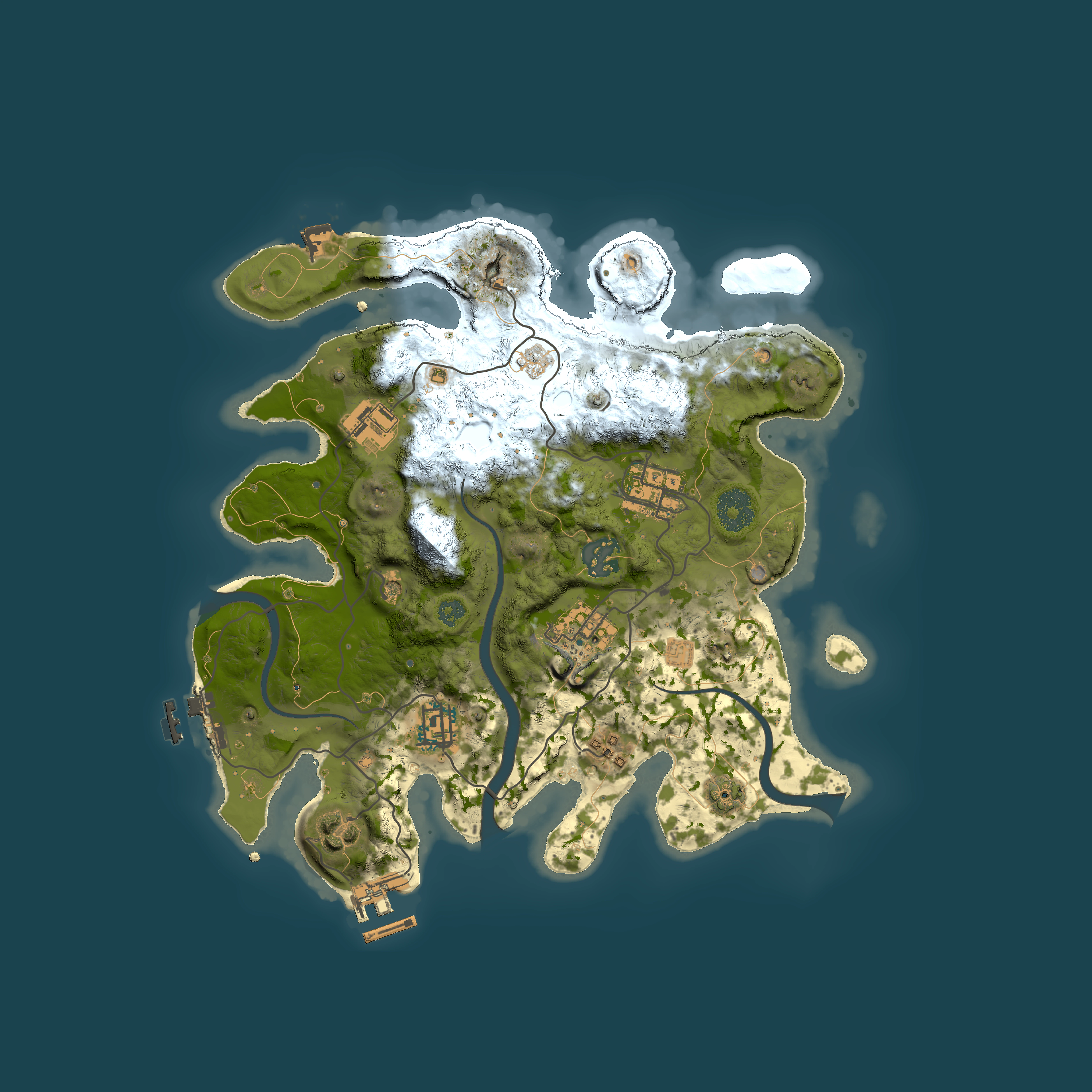 Full top-down render of Rust map seed 1581794460, 3000x3000m