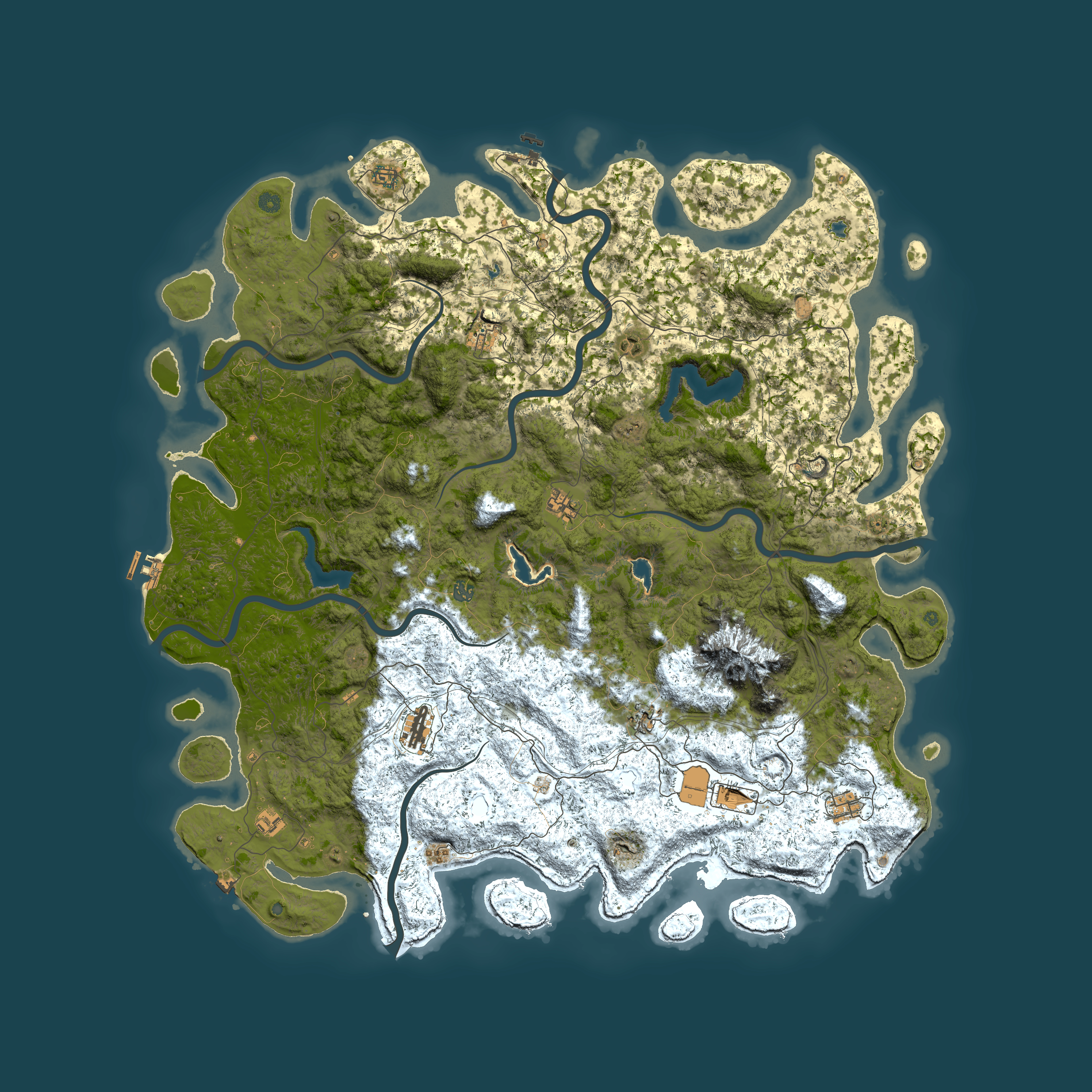 Full top-down render of Rust map seed 2123091840, 6000x6000m