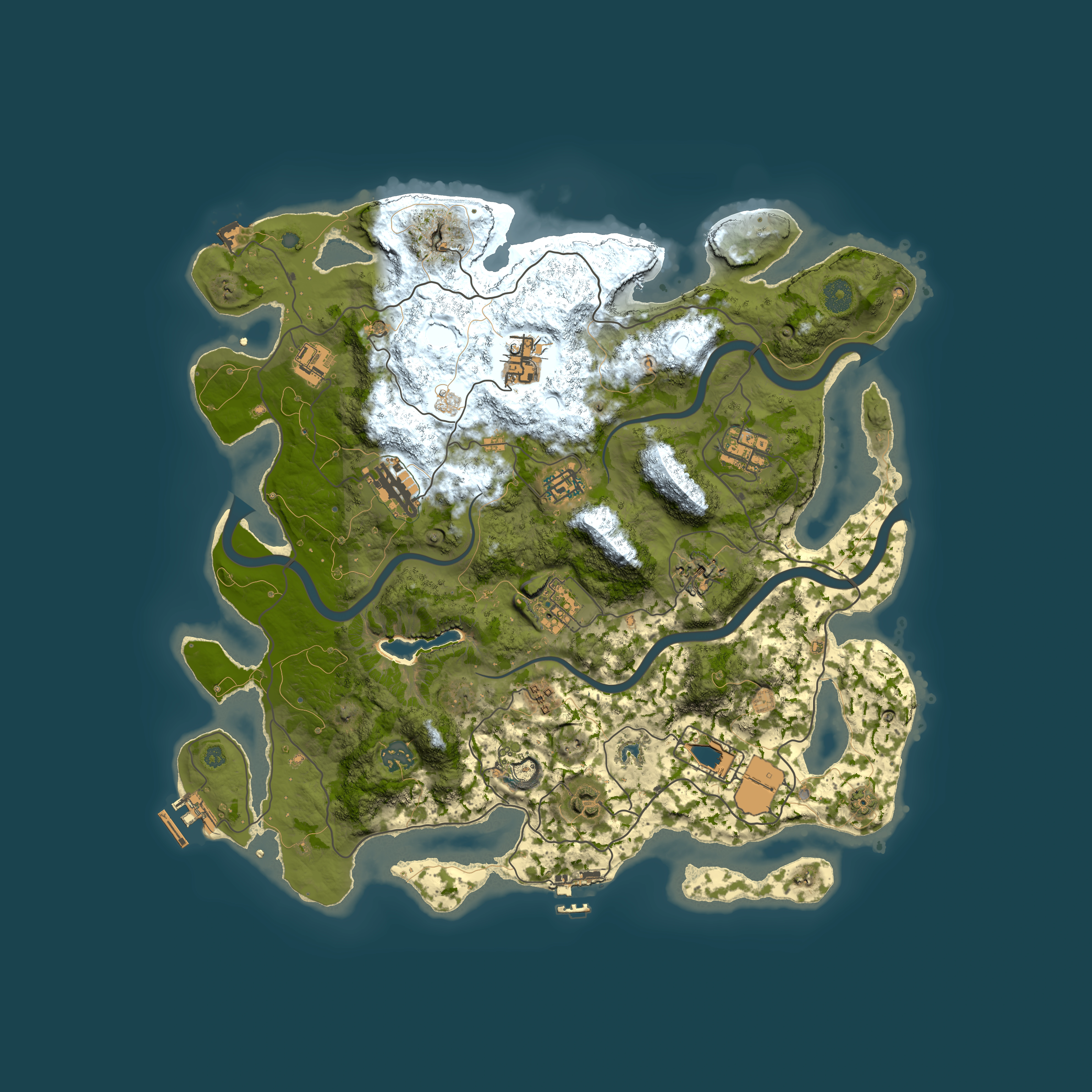 Full top-down render of Rust map seed 585810048, 4000x4000m