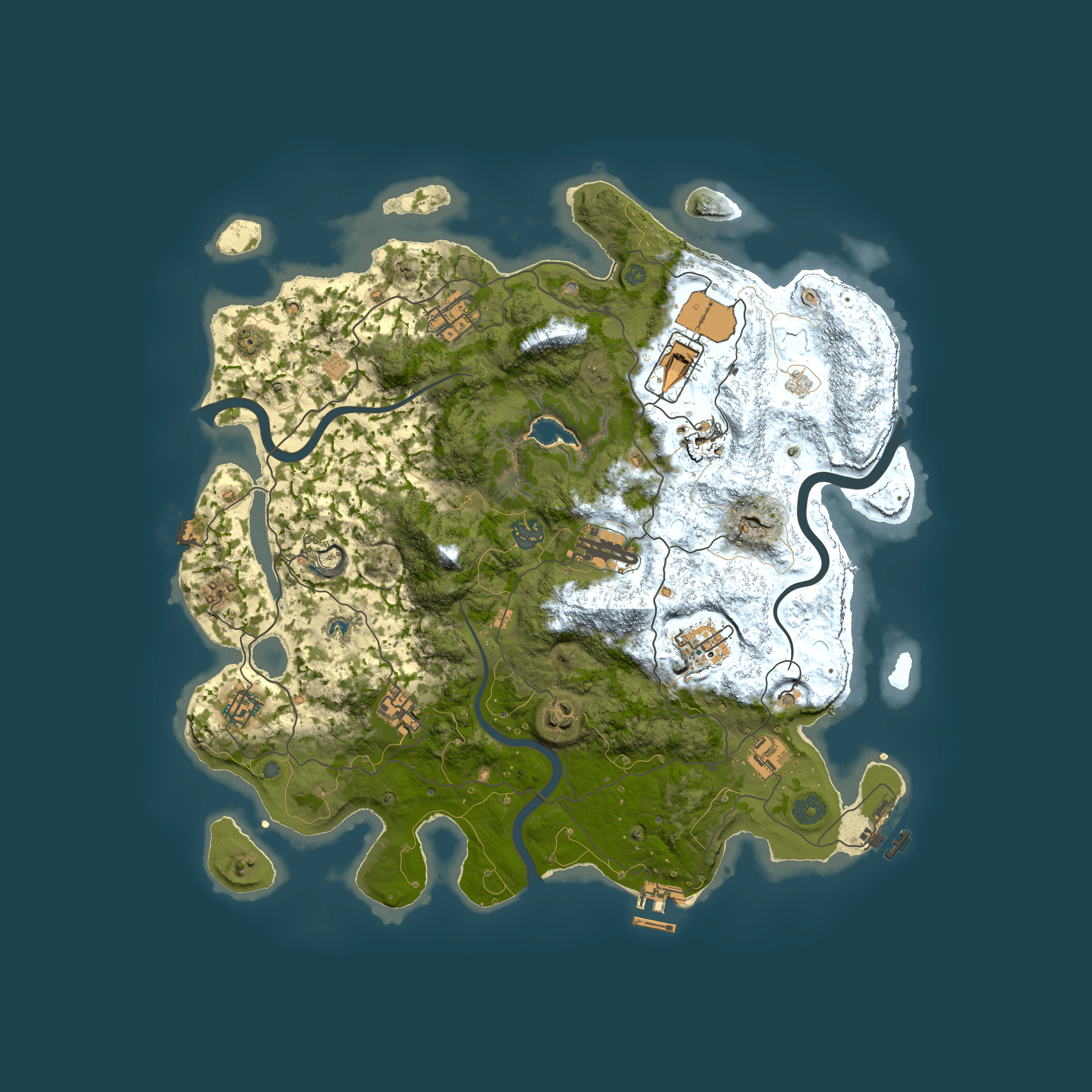 Full top-down render of Rust map seed 2084282283, 4000x4000m