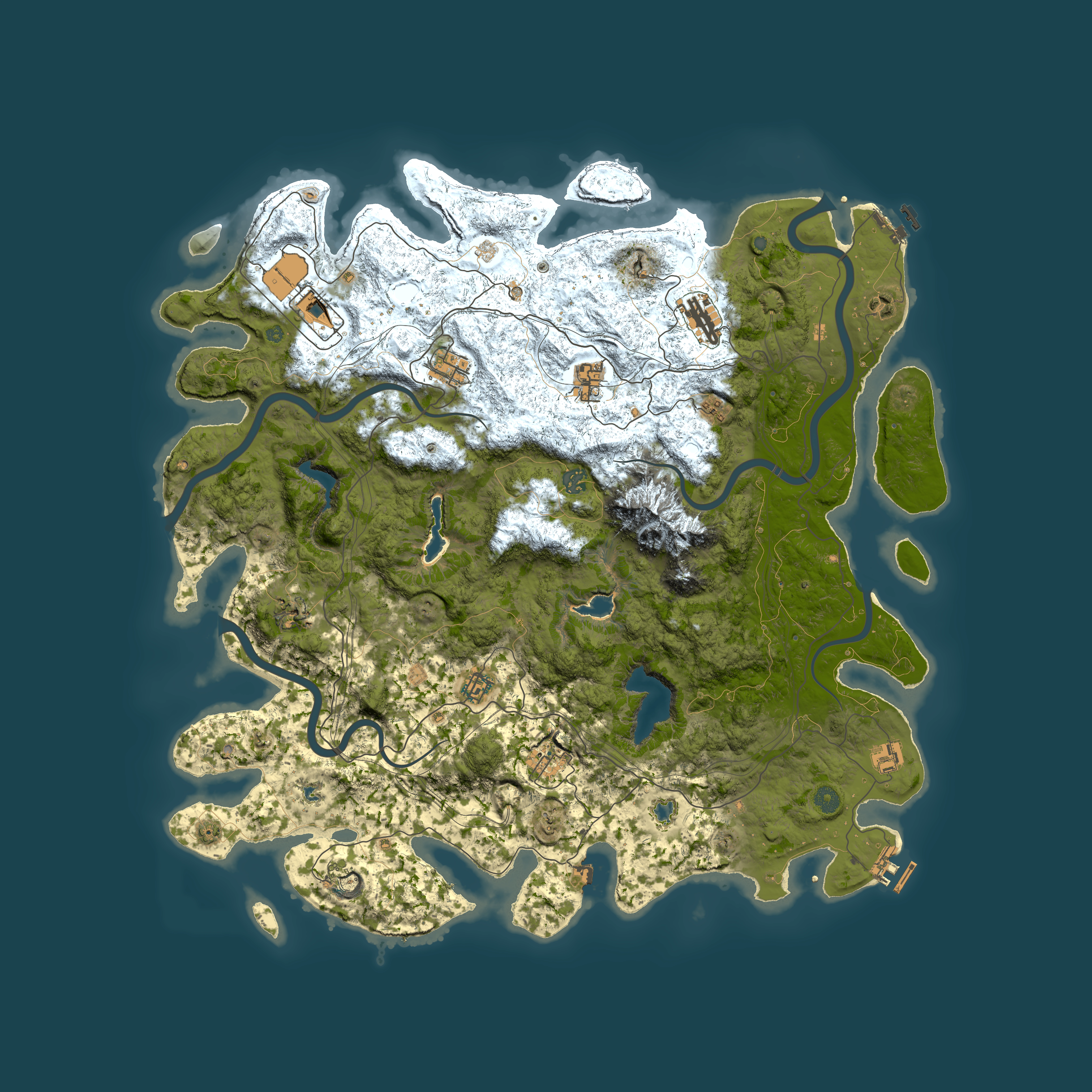 Full top-down render of Rust map seed 1919049836, 5000x5000m