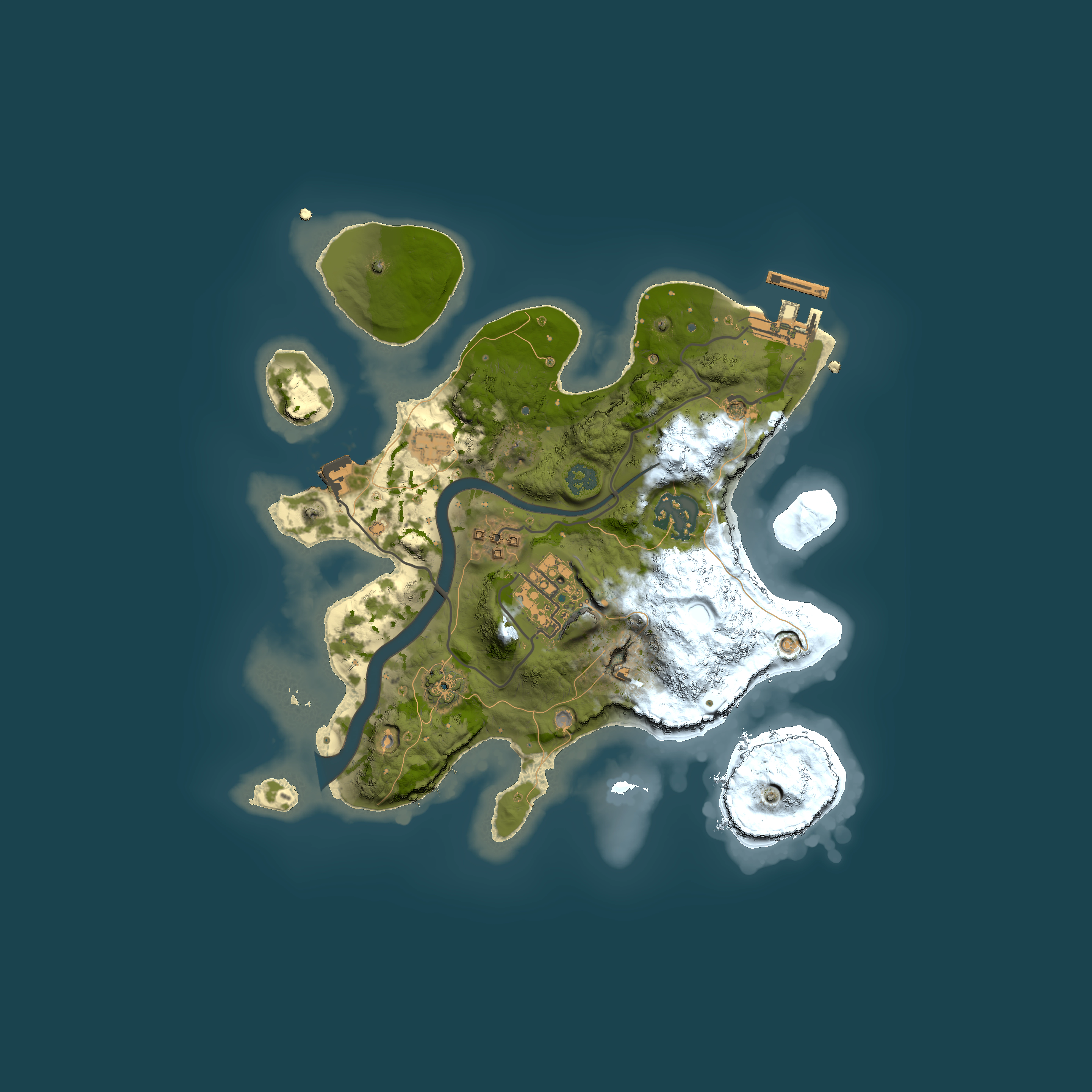 Full top-down render of Rust map seed 1547038442, 2500x2500m