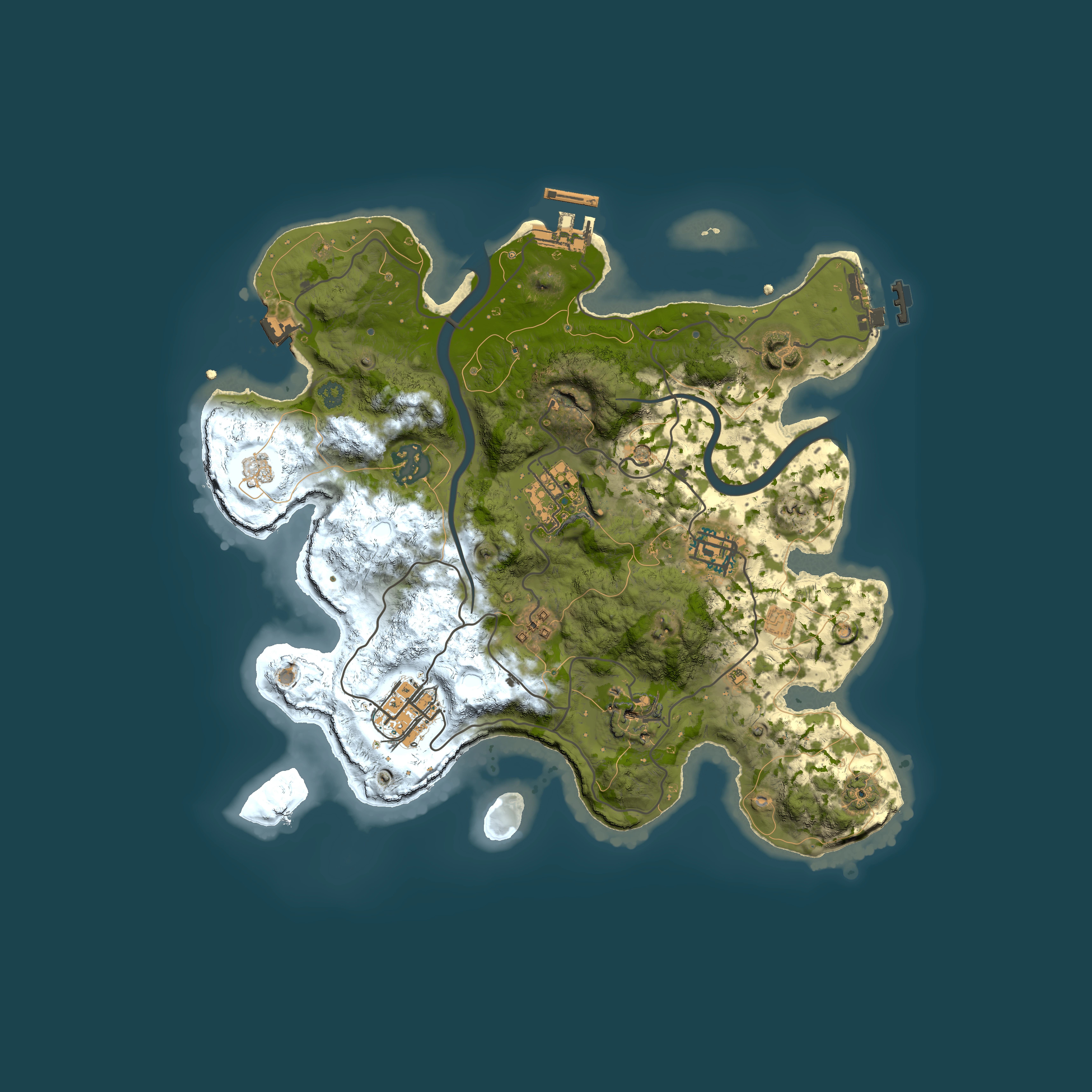 Full top-down render of Rust map seed 186100534, 3000x3000m
