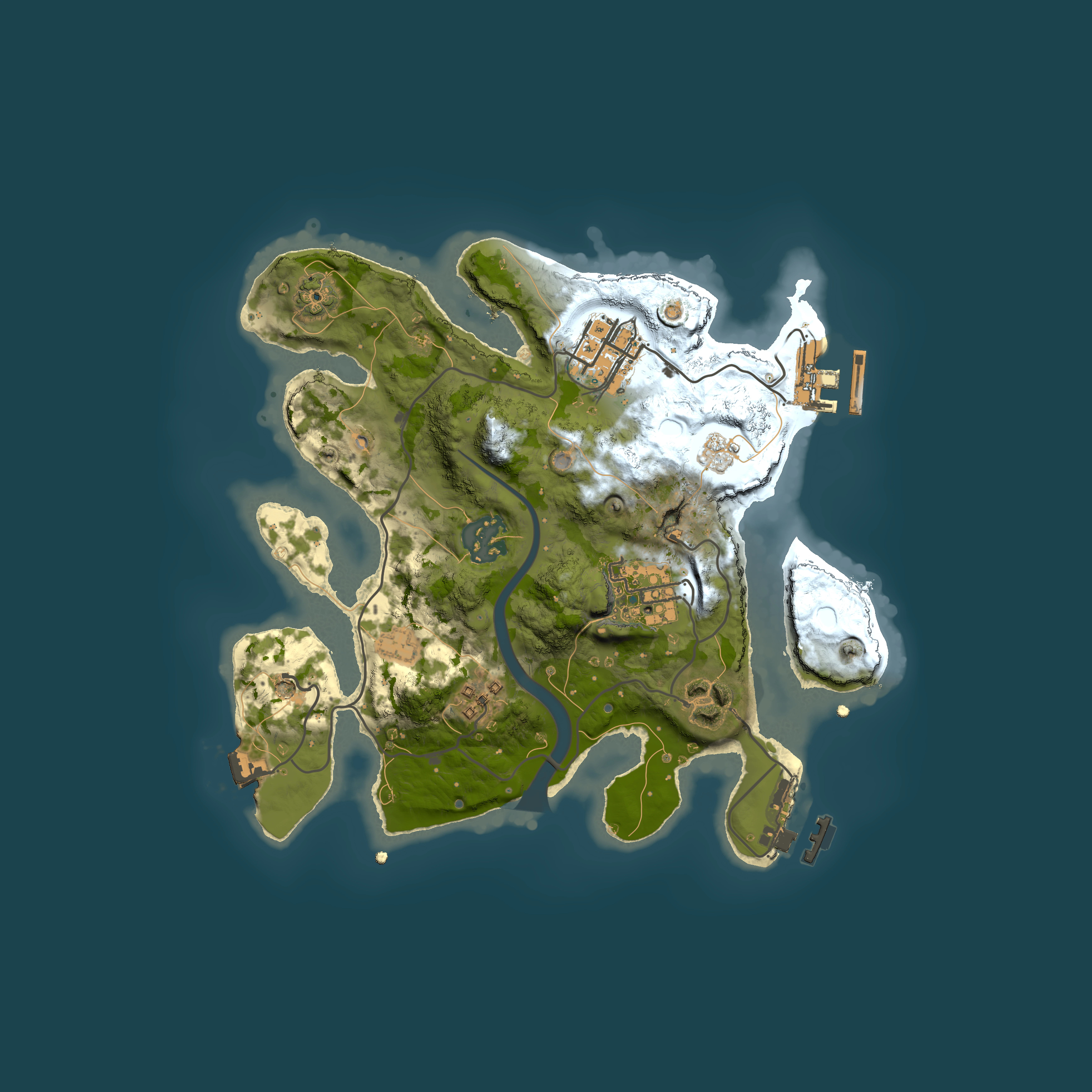 Full top-down render of Rust map seed 2030160490, 2500x2500m