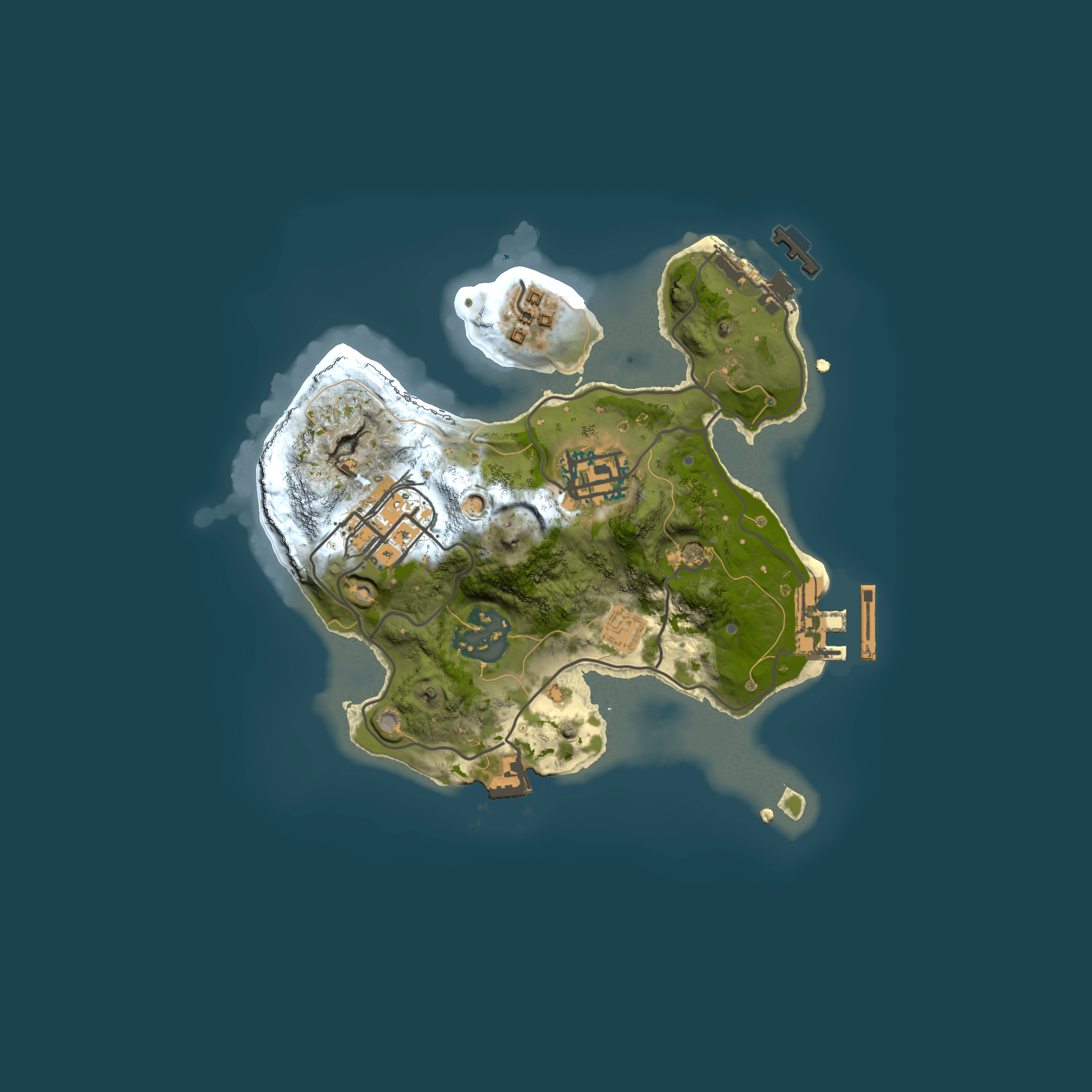Full top-down render of Rust map seed 1214147148, 2000x2000m