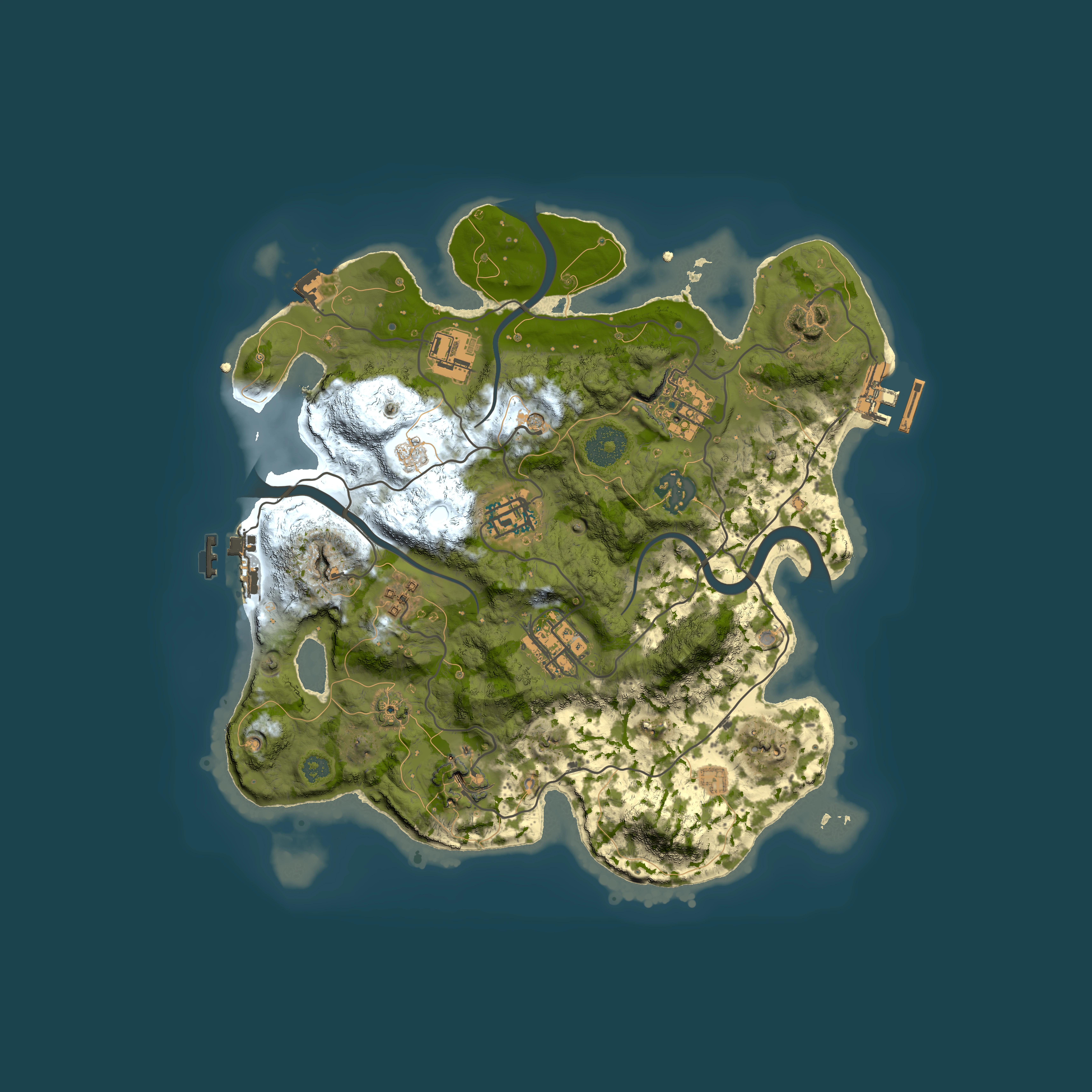Full top-down render of Rust map seed 1128293728, 3000x3000m