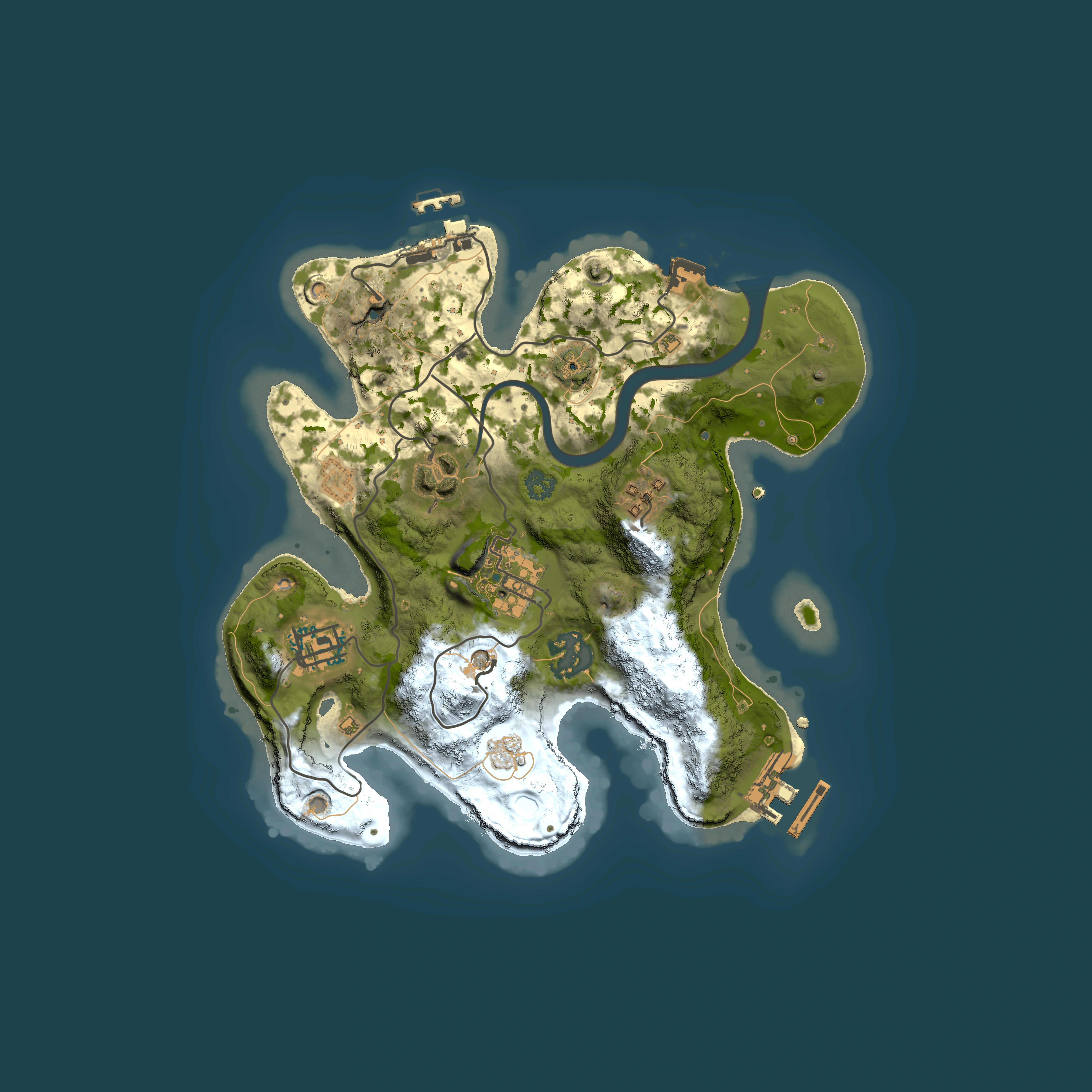 Full top-down render of Rust map seed 516293610, 2500x2500m